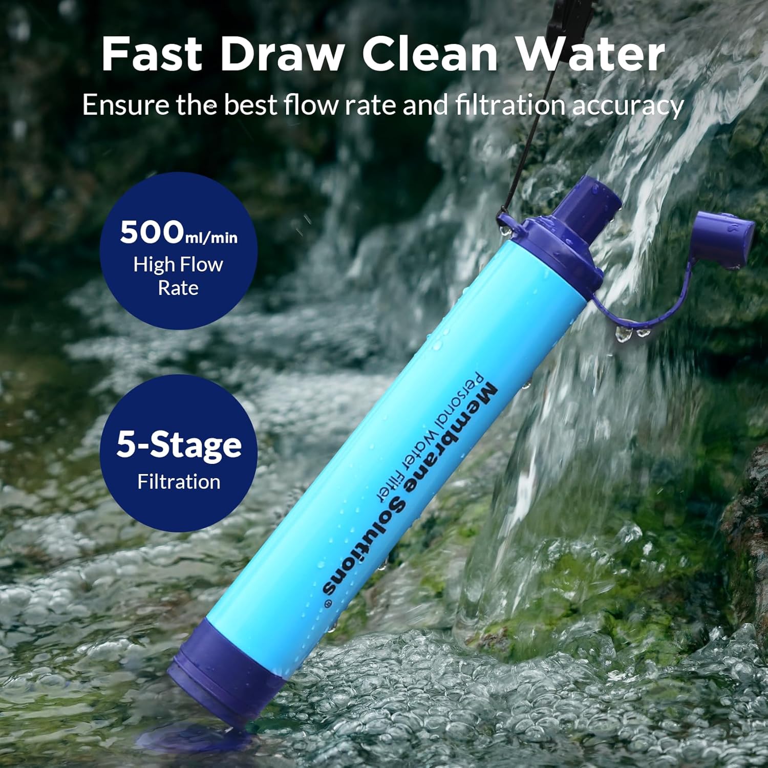 Portable Water Filter Straw with Carry Case - Emergency Survival and Lightweight Purifier for Camping, Hiking, Backpacking