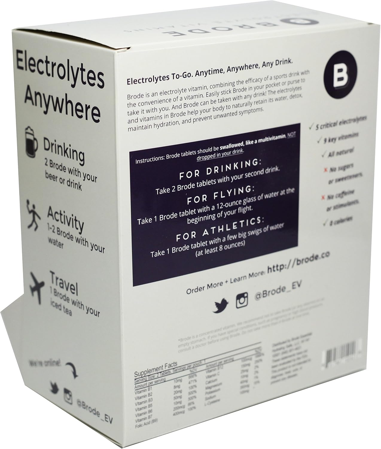 Portable Zero-Sugar Electrolyte Tablets with Vitamins - Convenient for Sports, Nightlife, Jet Lag - 100 Packets