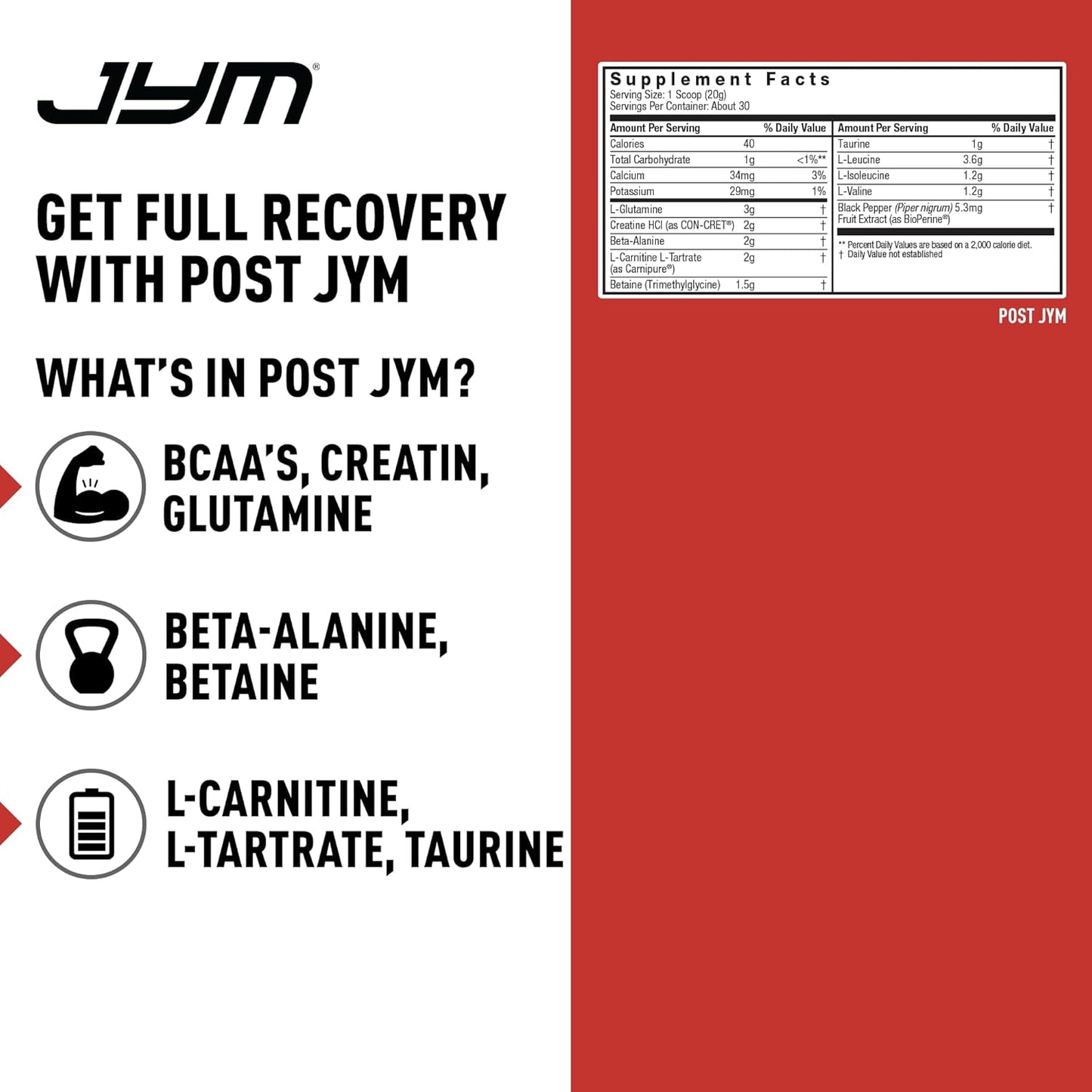 Post-JYM Active Matrix Post-Workout Supplement & Vita JYM Sports Multivitamin Bundle, 60 Tablets
