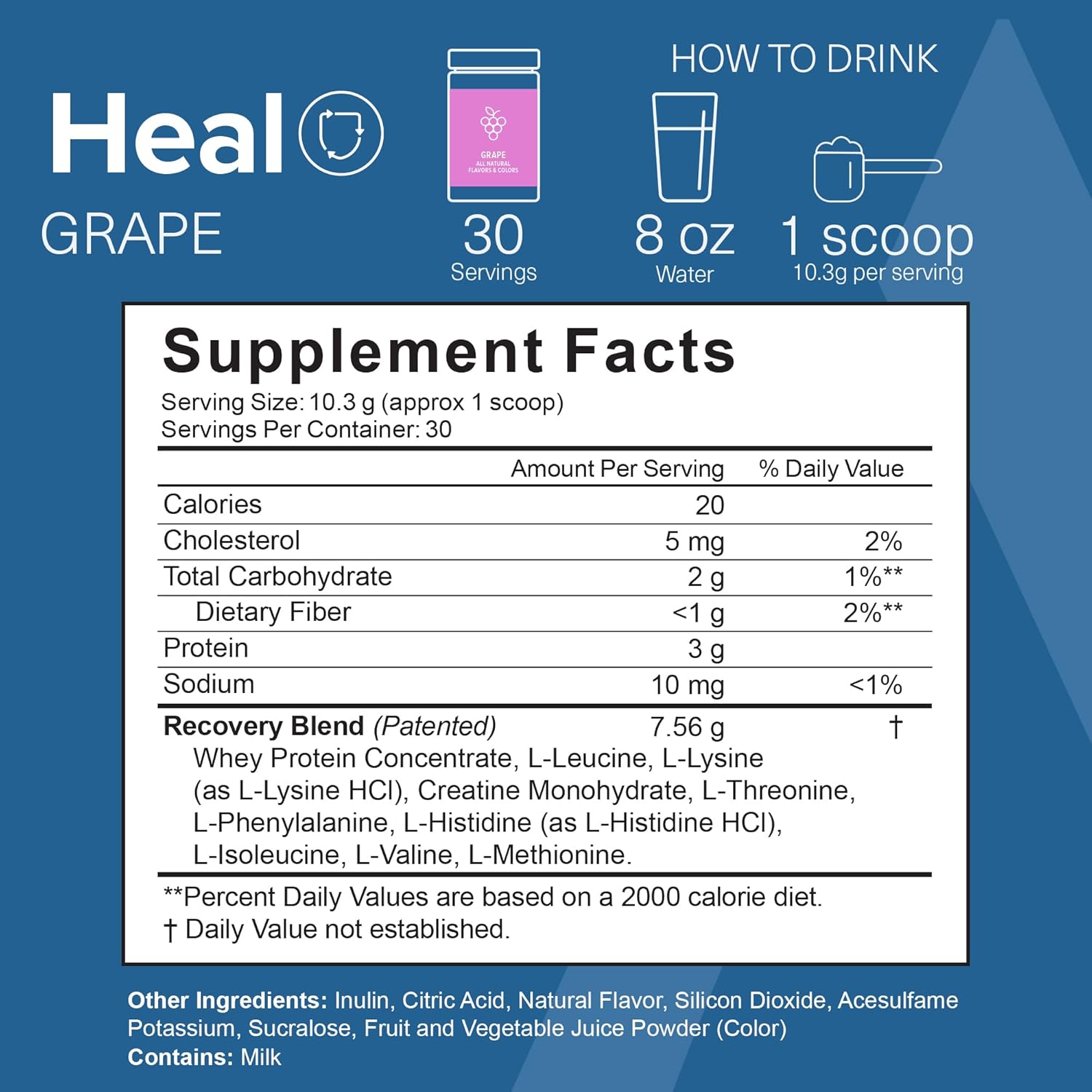 Post Workout Recovery Drink with Pure EAA Amino Acid Formula - Vegan & Keto-Friendly Grape Flavor - 10.89oz.