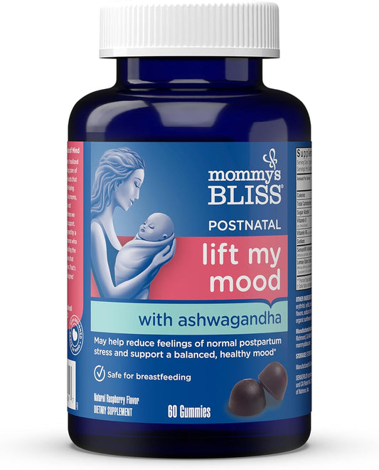 Postnatal Support Ashwagandha Gummies - Reduce Stress, Support Healthy Mood - Vegan Raspberry - 60 ct