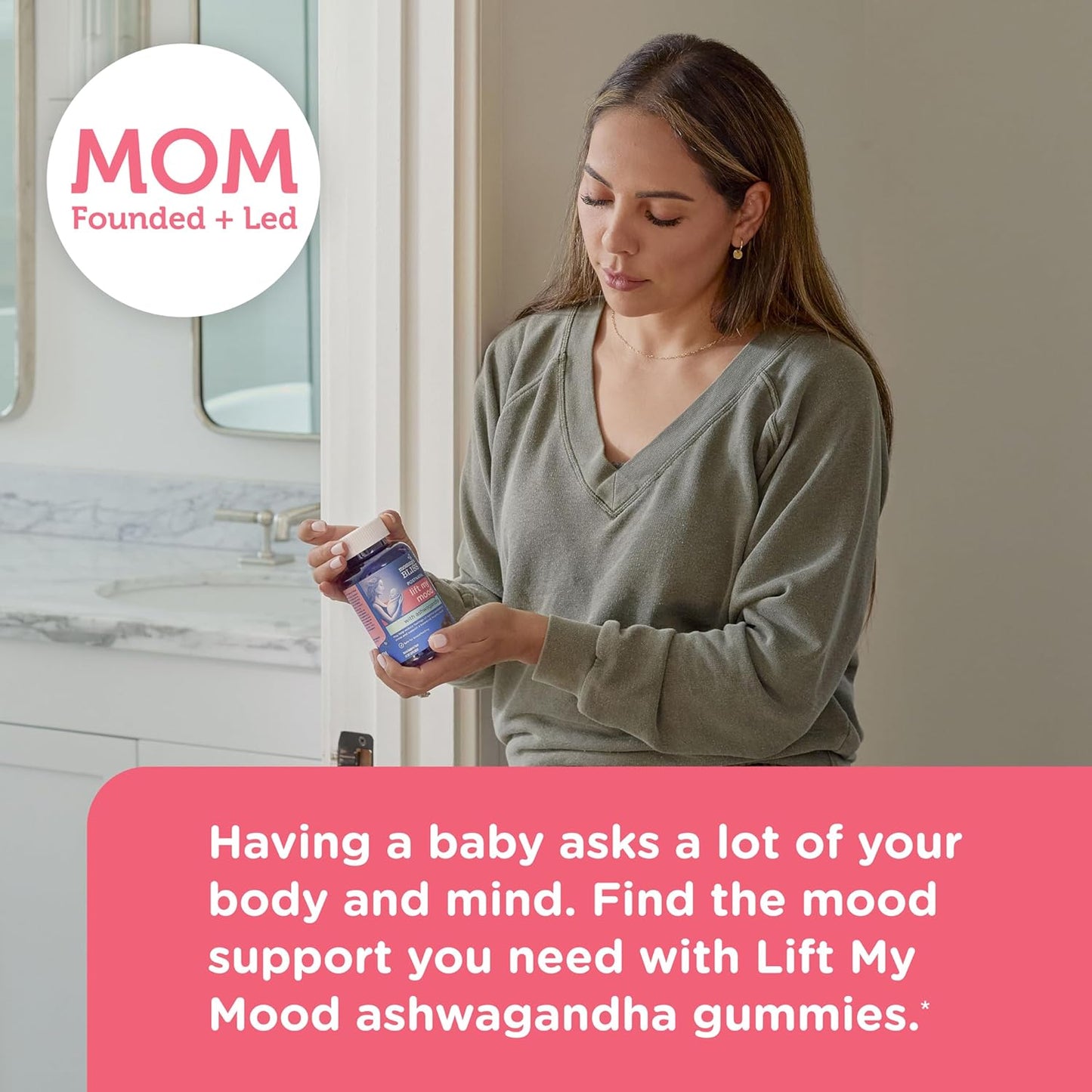 Postnatal Support Ashwagandha Gummies - Reduce Stress, Support Healthy Mood - Vegan Raspberry - 60 ct