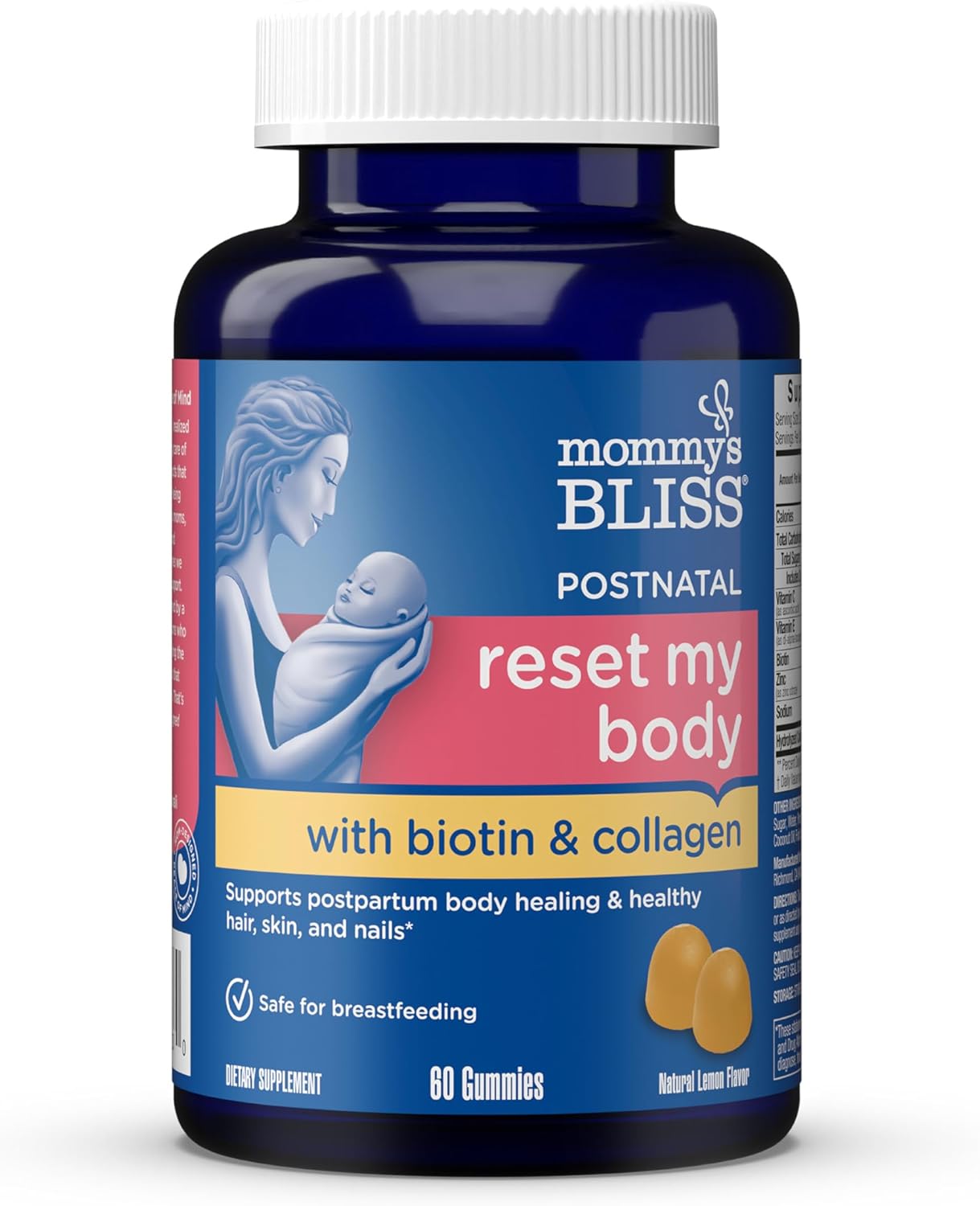 Postnatal Support Gummies with Biotin & Collagen for Postpartum Energy & Joint Health, Hair, Skin & Nails - Gluten Free - 60 Gummies