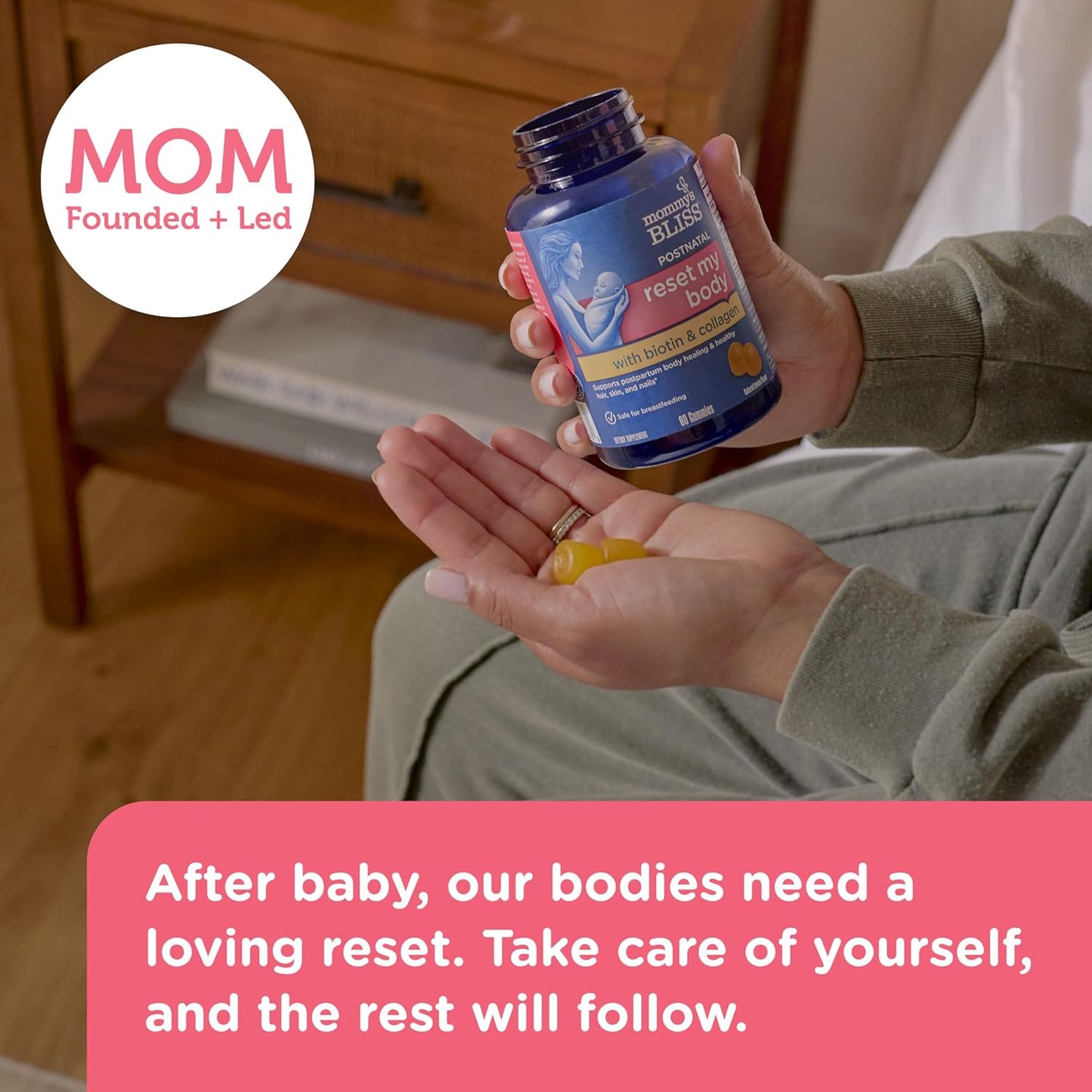 Postnatal Support Gummies with Biotin & Collagen for Postpartum Energy & Joint Health, Hair, Skin & Nails - Gluten Free - 60 Gummies