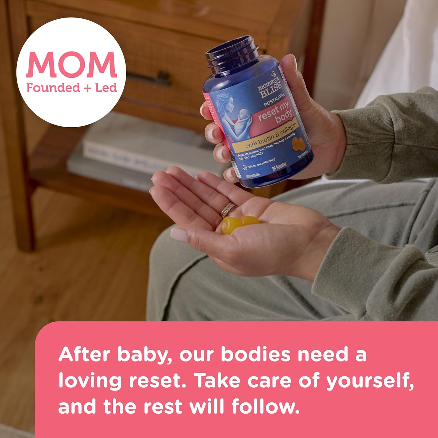 Postnatal Support Gummies with Biotin & Collagen for Postpartum Energy & Joint Health, Hair, Skin & Nails - Gluten Free - 60 Gummies