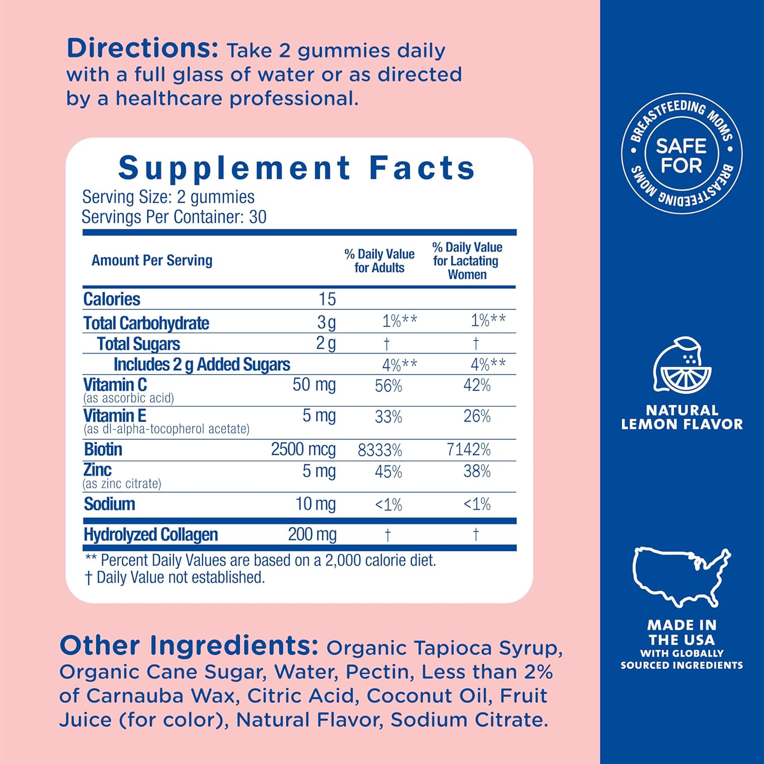 Postnatal Support Gummies with Biotin & Collagen for Postpartum Energy & Joint Health, Hair, Skin & Nails - Gluten Free - 60 Gummies