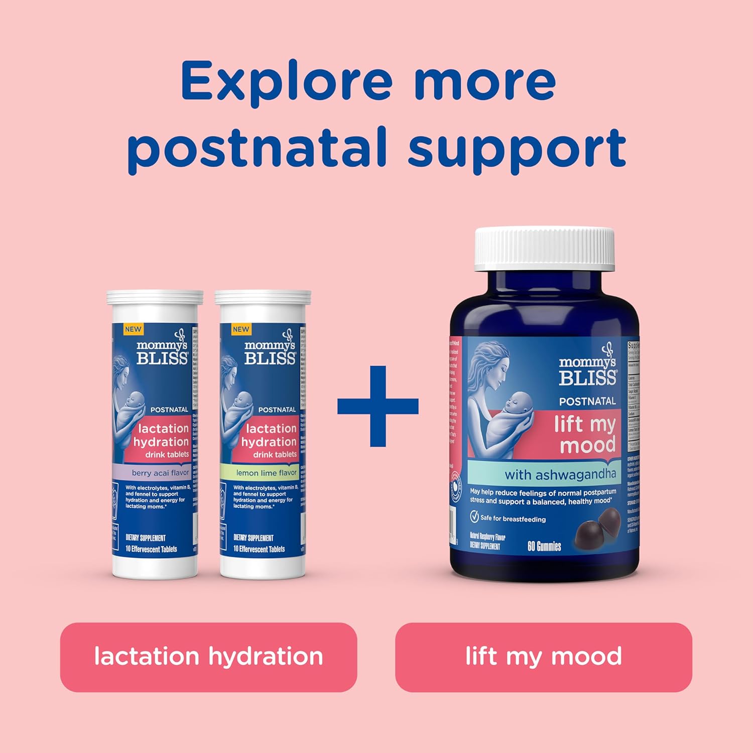 Postnatal Support Gummies with Biotin & Collagen for Postpartum Energy & Joint Health, Hair, Skin & Nails - Gluten Free - 60 Gummies