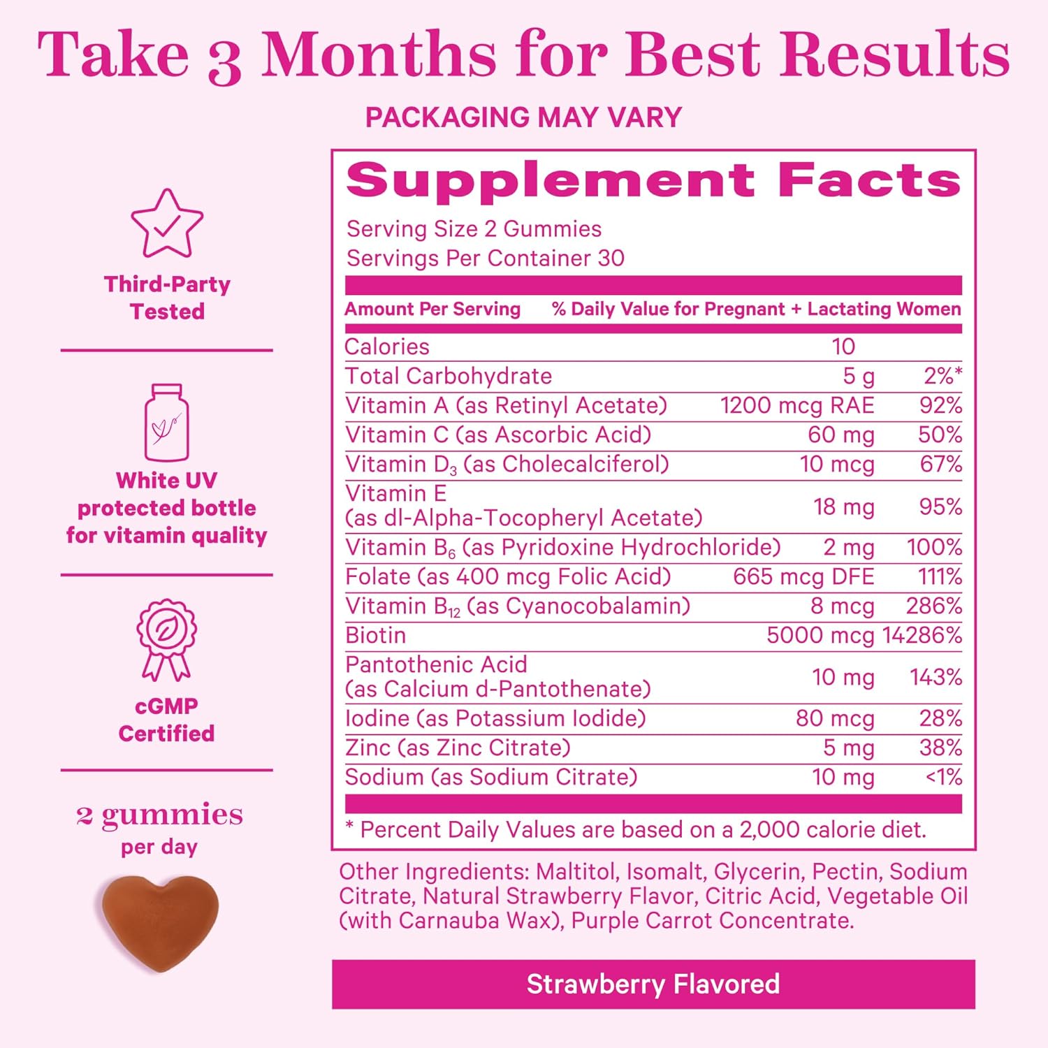 Postpartum Hair Loss Gummies with Biotin, Vitamin E, Pantothenic Acid, B6 & B12 - Strong Hair, Skin, Nails - New Mom Essentials - 60 Gummies