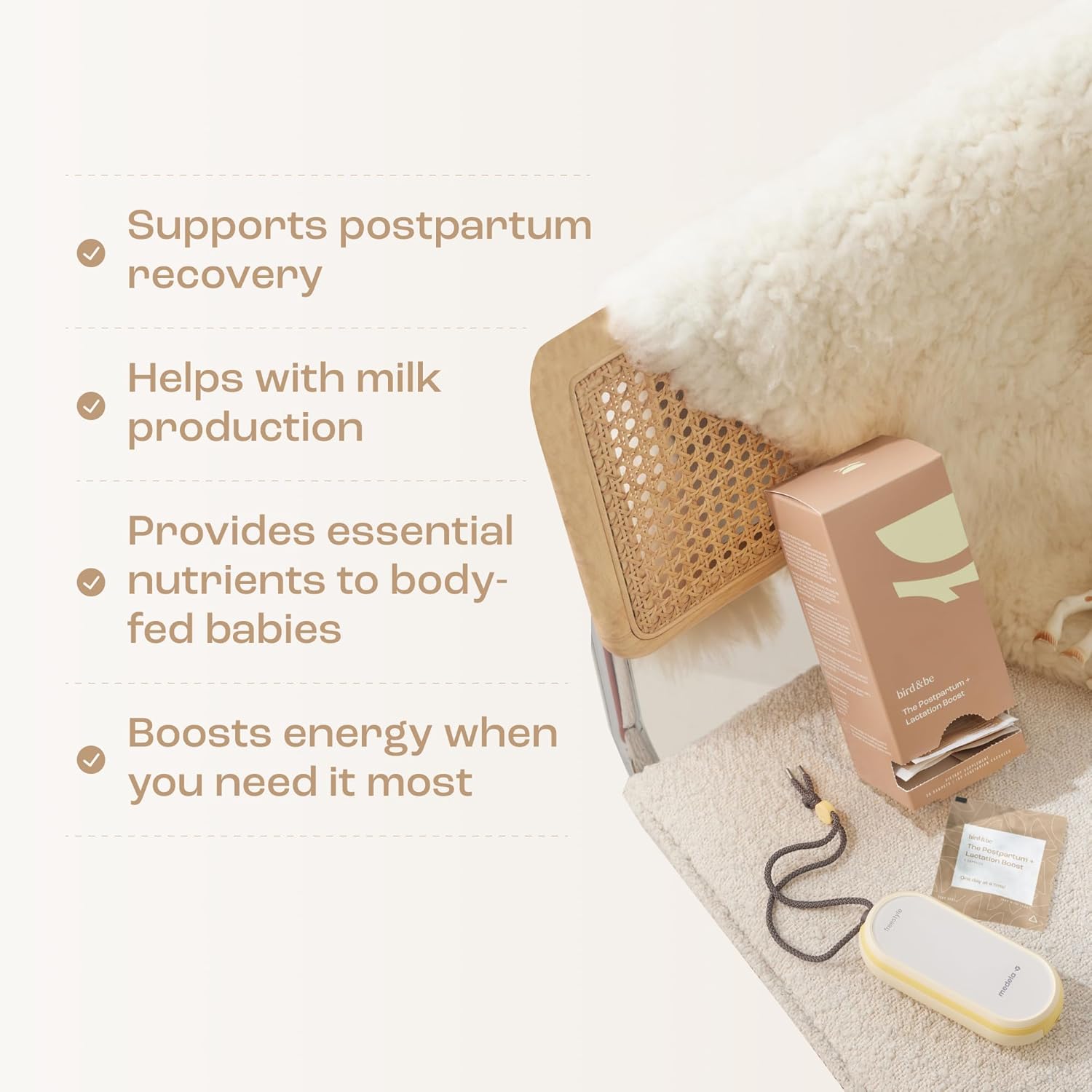 Postpartum Lactation Boost Vitamins for Hormone Support & Milk Supply - Includes DHA, Iron, Choline, B12 - 30-Day Supply