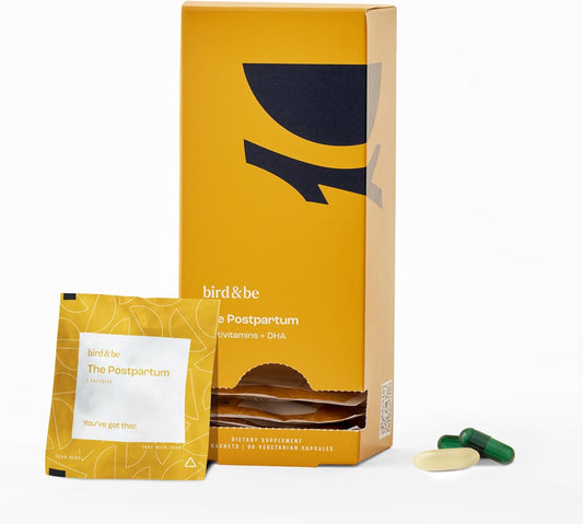 Postpartum Vitamins for Hormone Support & Recovery - DHA, Iron, Choline, B12 - 30-Day Supply by bird&be - Formulated by Doctors - HSA/FSA Eligible