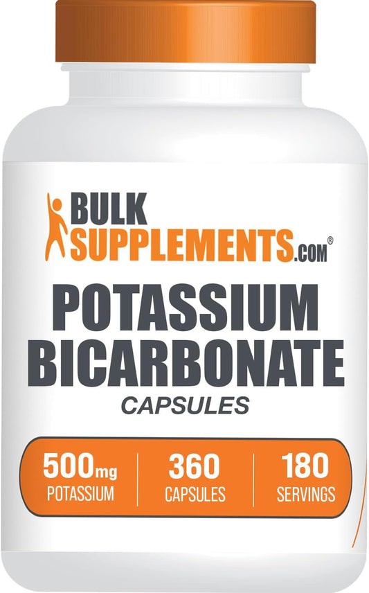 Potassium Bicarbonate Capsules 500mg - Gluten Free Potassium Supplement, 360 Capsules - BulkSupplements.com
