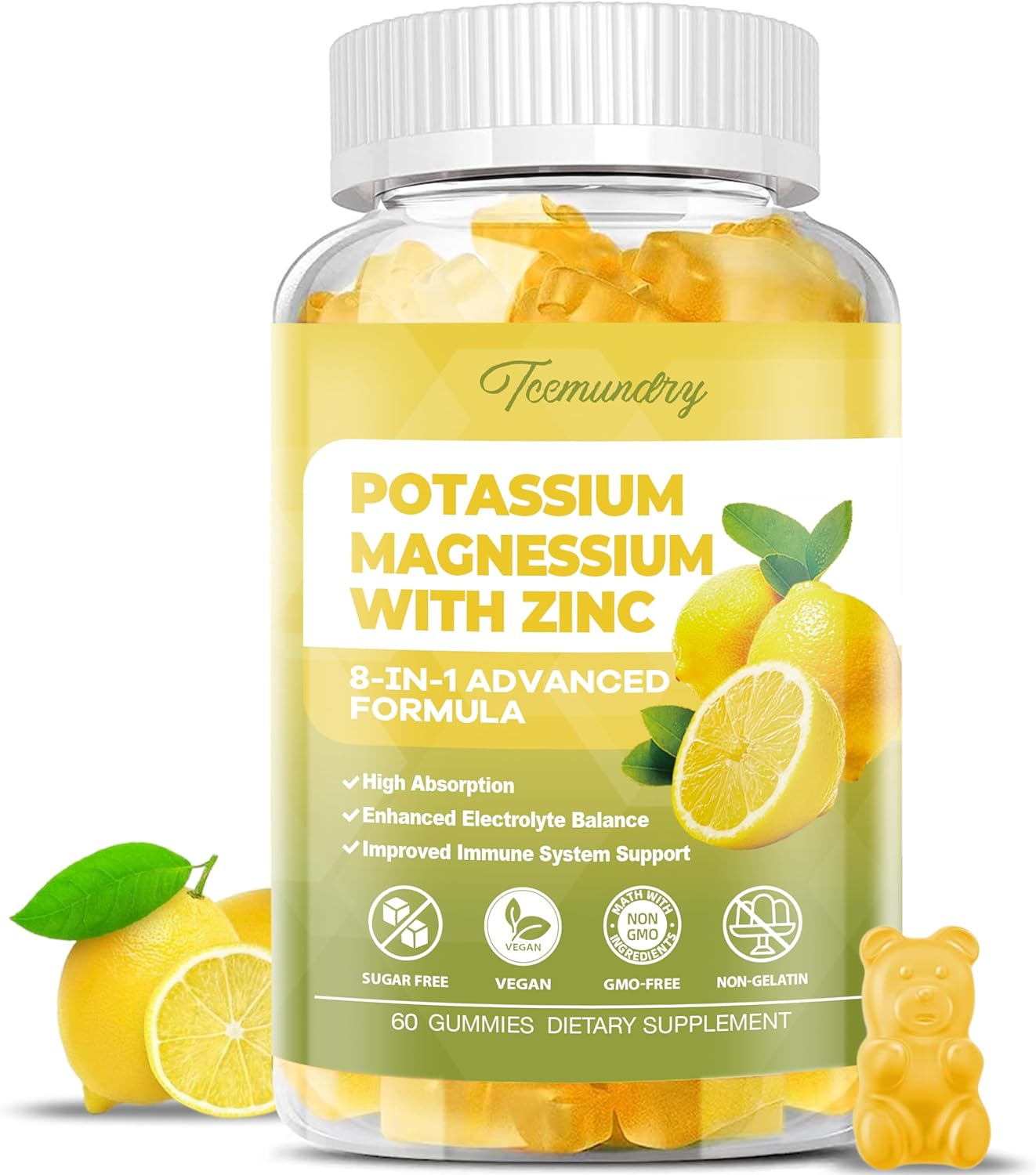 Potassium Citrate Gummies for Adults - 99 mg Supplement for Muscle, Electrolyte, Energy - With Magnesium