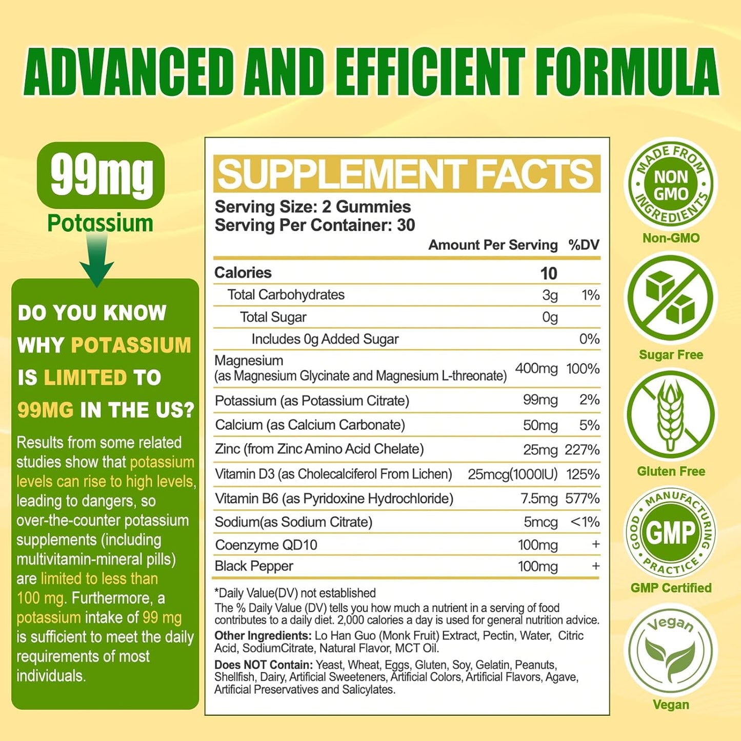 Potassium Citrate Gummies for Adults - 99 mg Supplement for Muscle, Electrolyte, Energy - With Magnesium