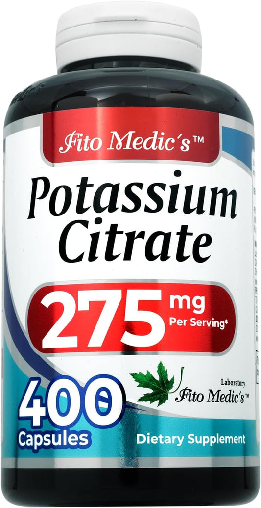Potassium Citrate Supplement | 400 Capsules | 275mg | Concentrated Extract | High Absorption Formula