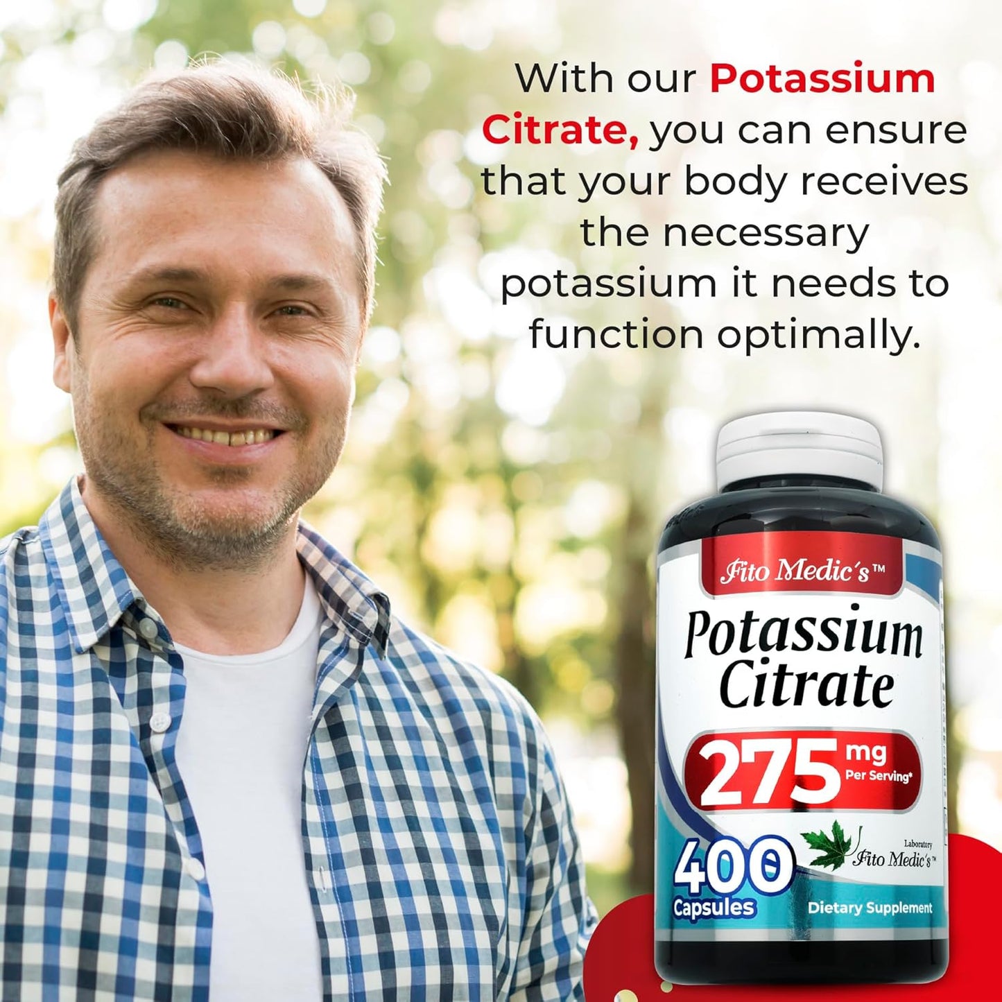 Potassium Citrate Supplement | 400 Capsules | 275mg | Concentrated Extract | High Absorption Formula