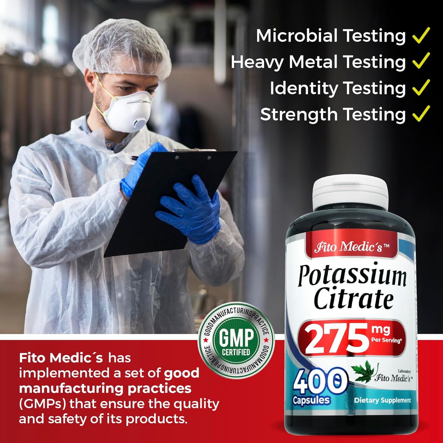 Potassium Citrate Supplement | 400 Capsules | 275mg | Concentrated Extract | High Absorption Formula