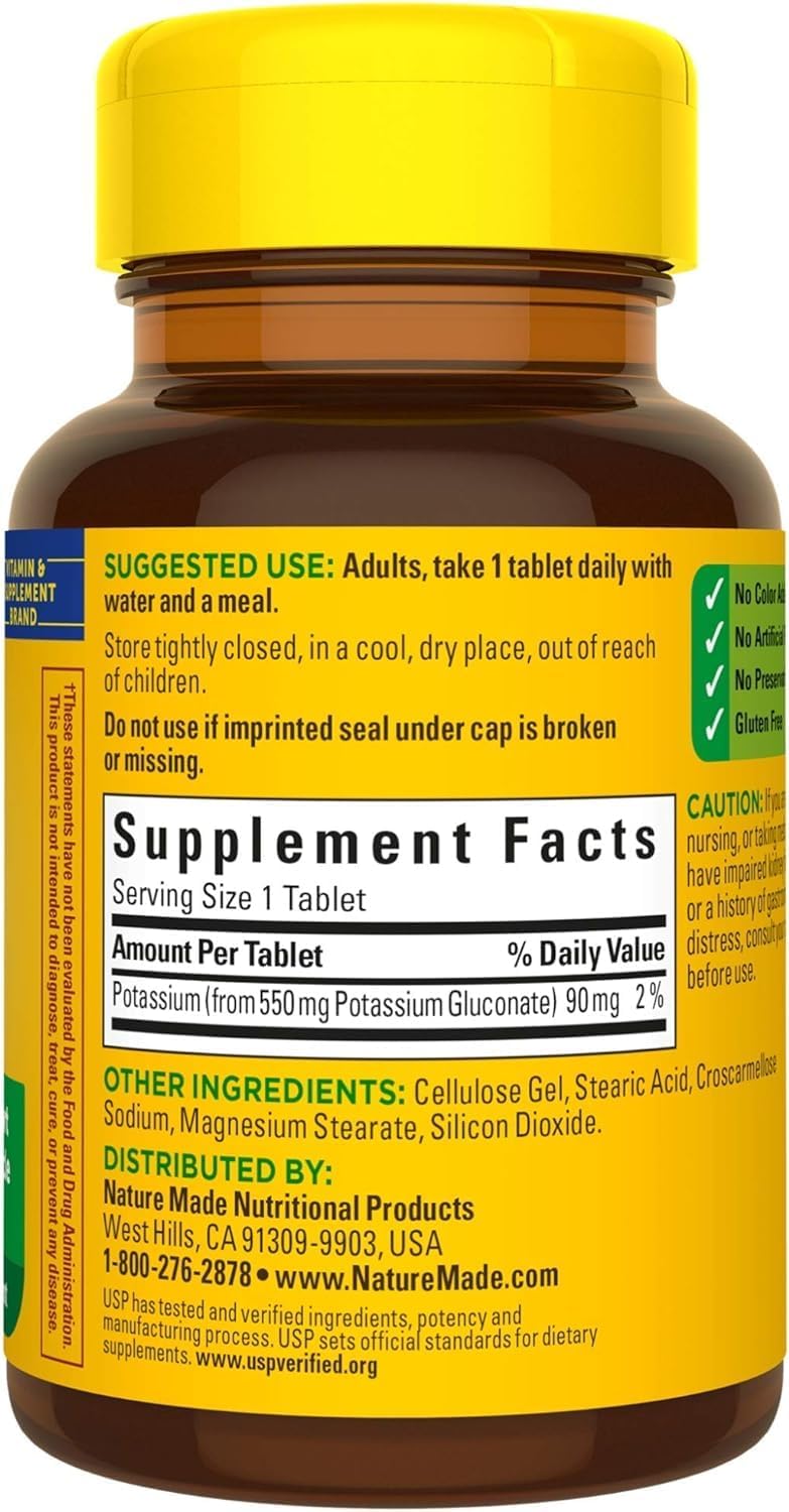 Potassium Gluconate 550mg Tablets - 100 Count by Nature Made
