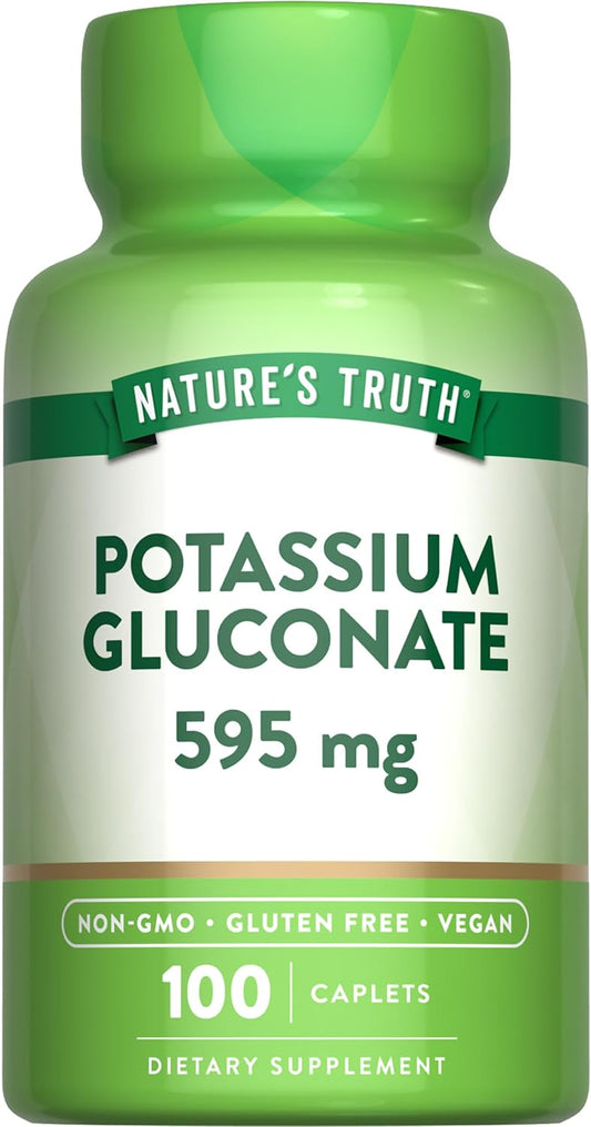 Potassium Gluconate 595mg Caplets - Vegan, Non-GMO, Gluten Free Supplement