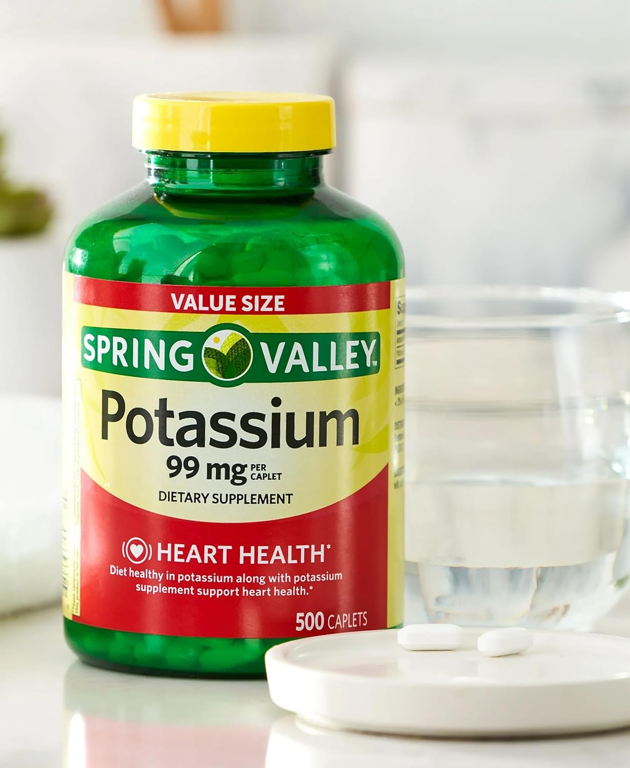 Potassium Gluconate Supplement | 500 Count Value Size | 99 mg for Heart Health, PH Balance, Muscle & Nerve Function