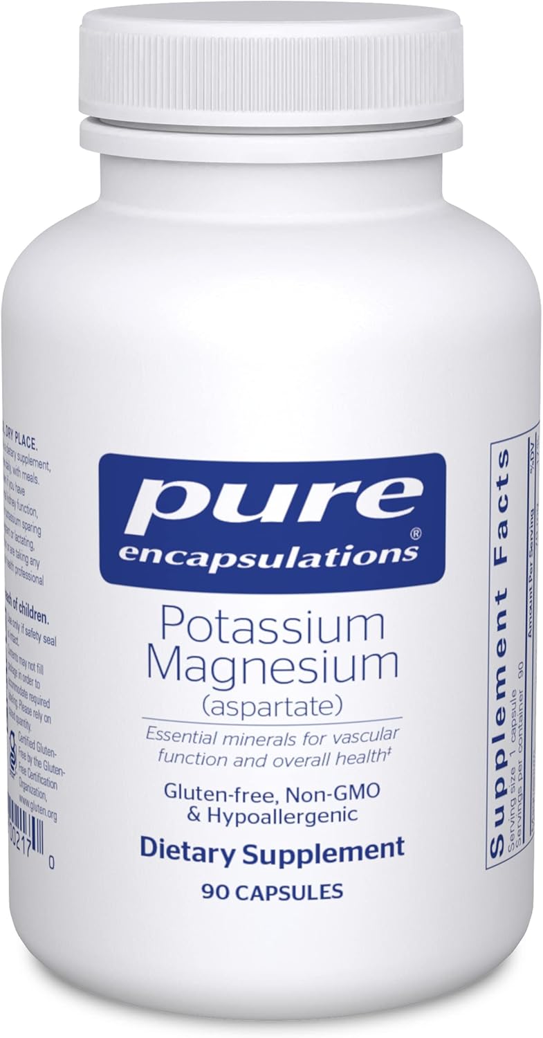 Potassium Magnesium Aspartate Supplement for Heart, Muscle, Bone, and Nerve Health - 90 Capsules