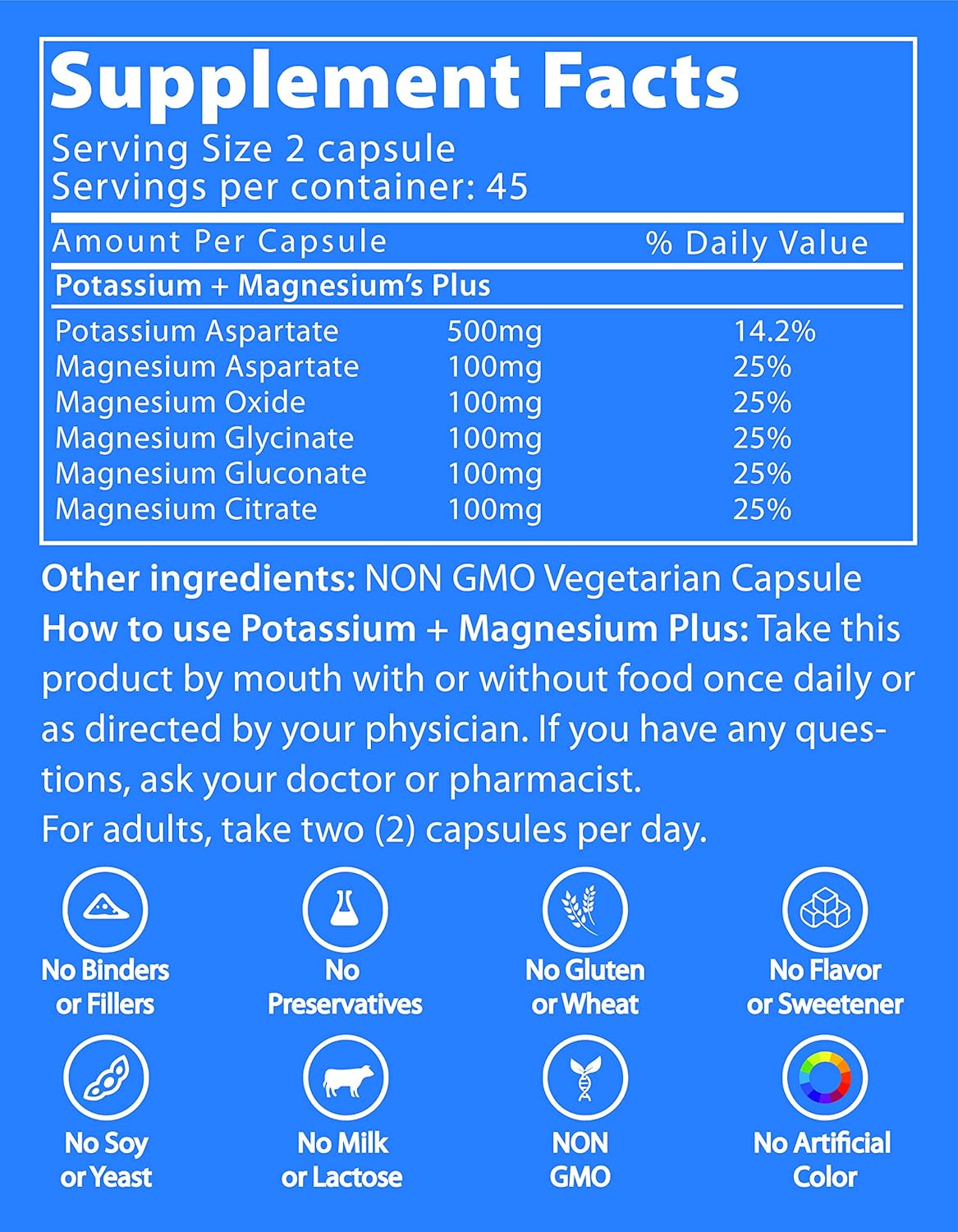 Potassium & Magnesium Complex - 1000mg (90 Capsules) with Aspartate, Oxide, Glycinate, Gluconate & Citrate by LifeStrength