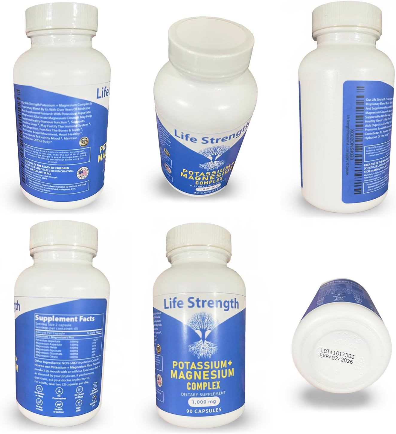 Potassium & Magnesium Complex - 1000mg (90 Capsules) with Aspartate, Oxide, Glycinate, Gluconate & Citrate by LifeStrength
