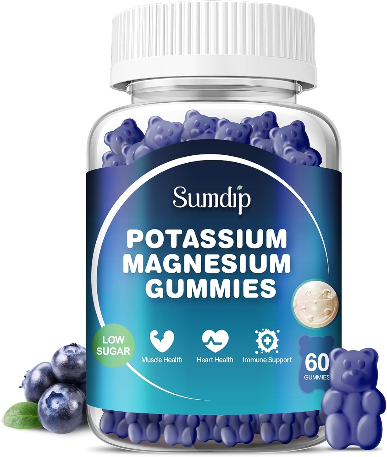 Potassium Magnesium Gummies for Leg Cramp Relief | High Absorption Citrate Formula | 60 Gummies for Men & Women