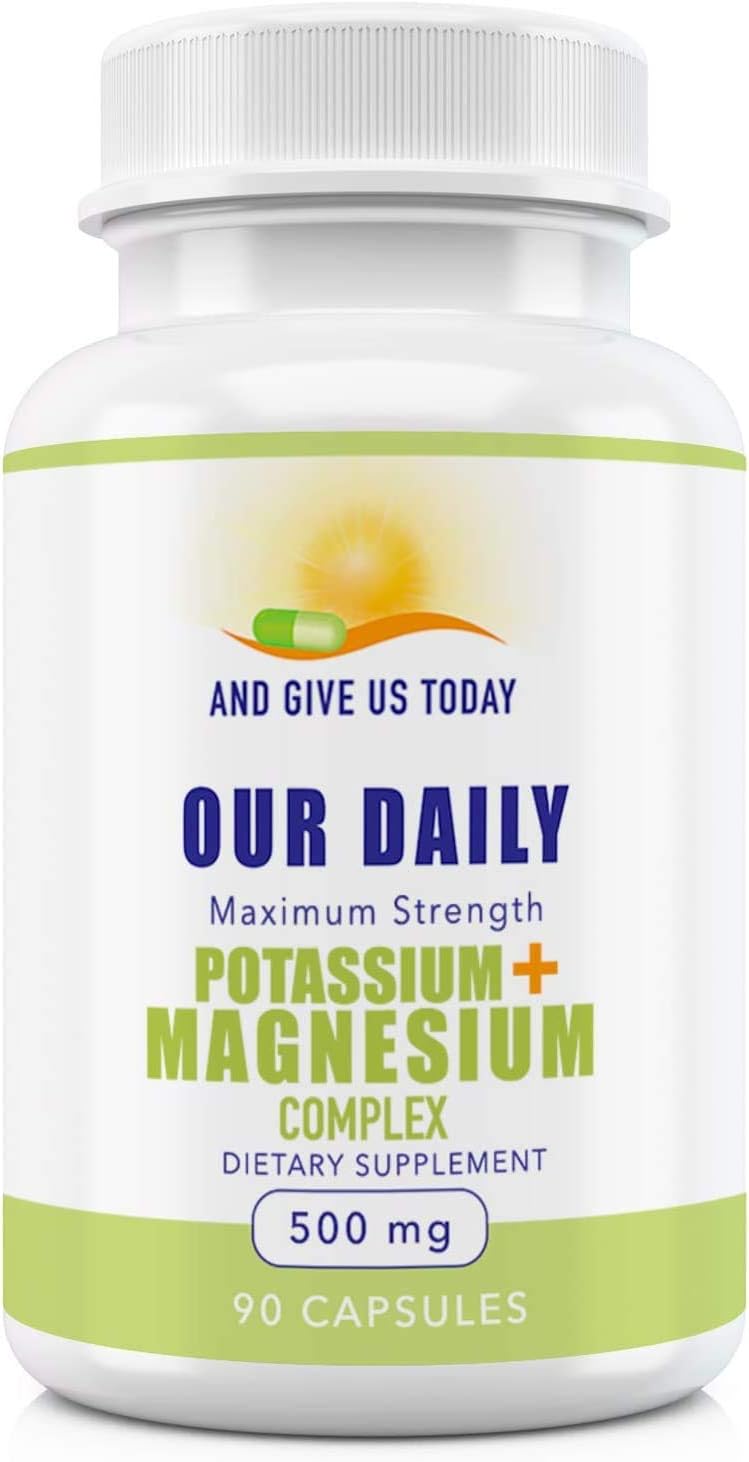 Potassium Magnesium Supplement 500mg - 5 Forms of Magnesium for Muscle Recovery - 90 Capsules