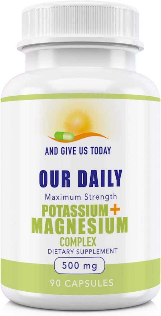 Potassium Magnesium Supplement 500mg - 5 Forms of Magnesium for Muscle Recovery - 90 Capsules