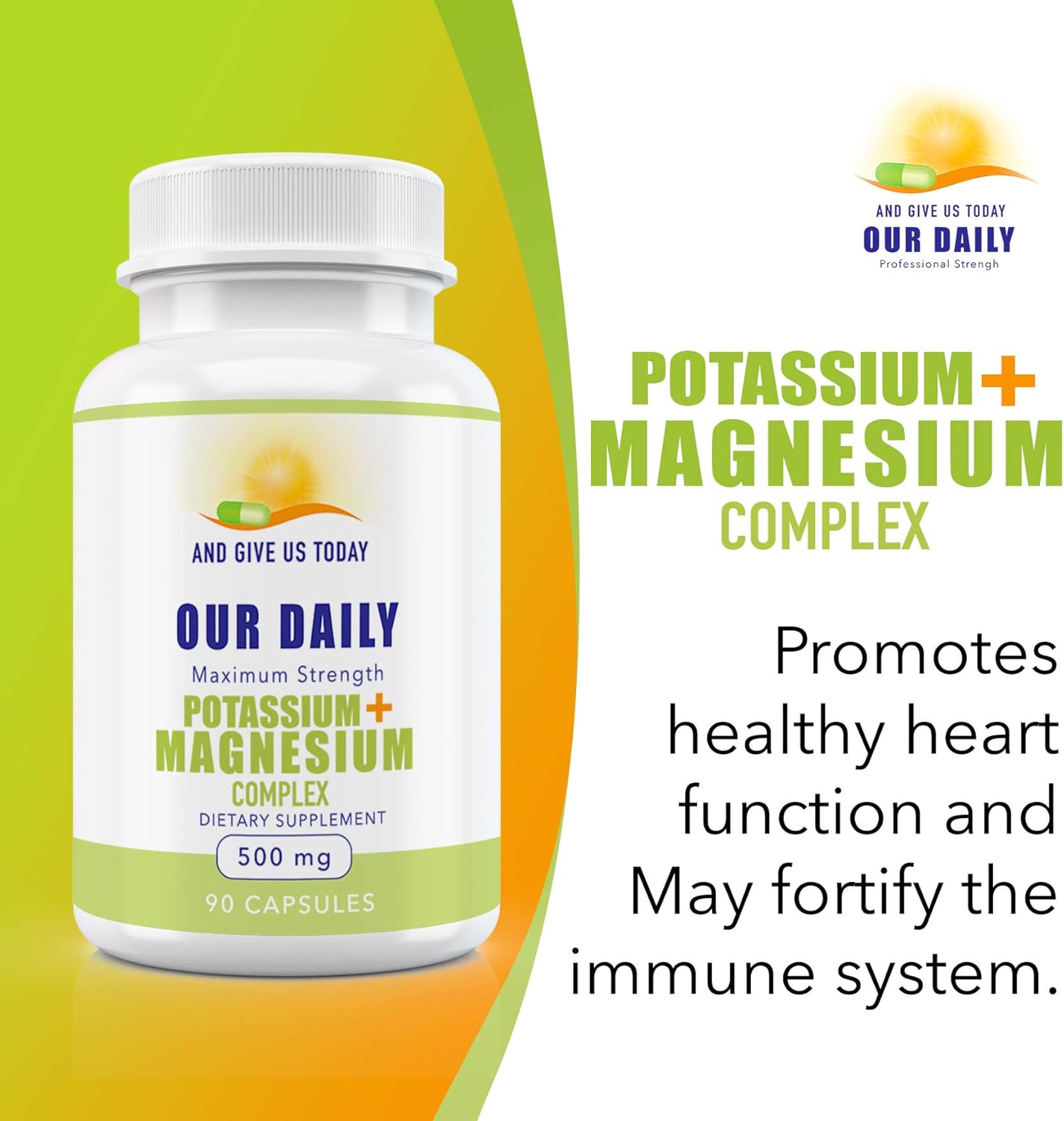 Potassium Magnesium Supplement 500mg - 5 Forms of Magnesium for Muscle Recovery - 90 Capsules