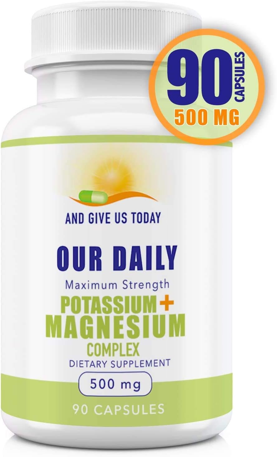 Potassium Magnesium Supplement 500mg - 5 Forms of Magnesium for Muscle Recovery - 90 Capsules
