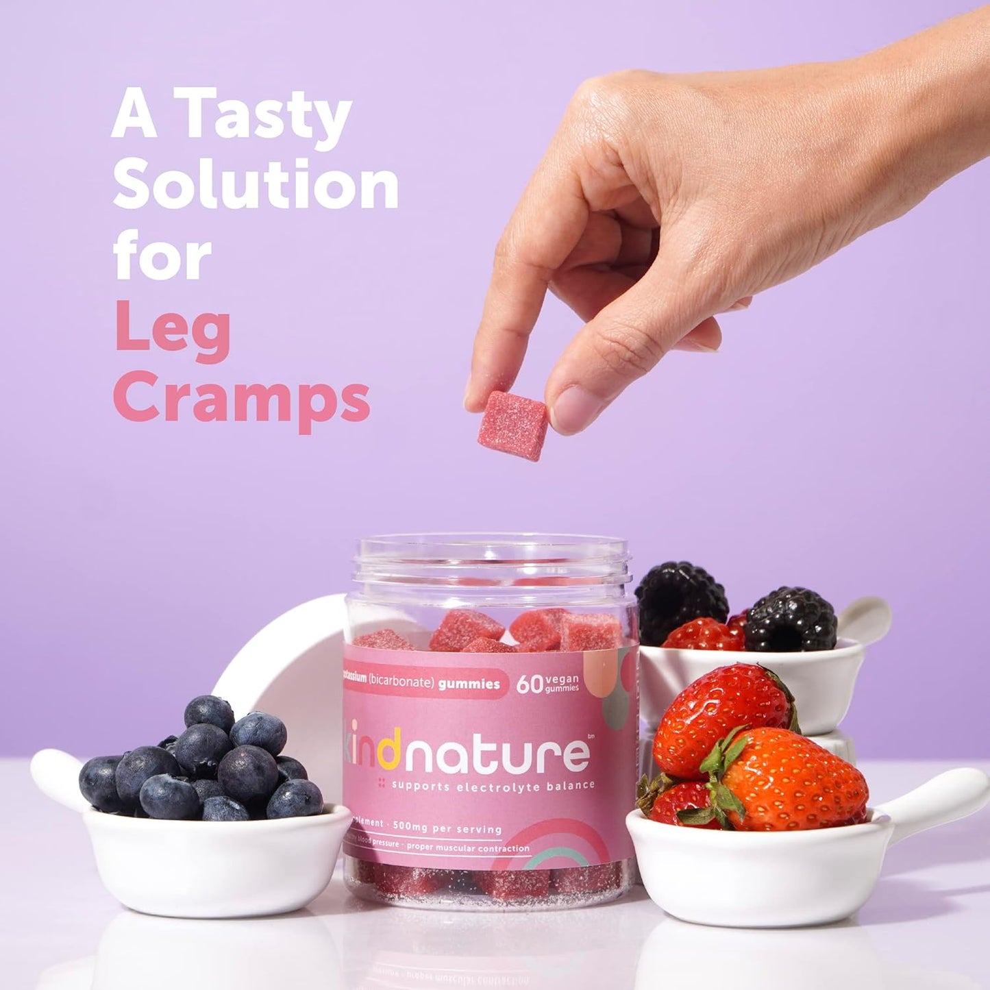 Potassium & Riboflavin Gummies for Adults & Kids - 500mg Potassium & 400mg Riboflavin Chewables by Kind Nature