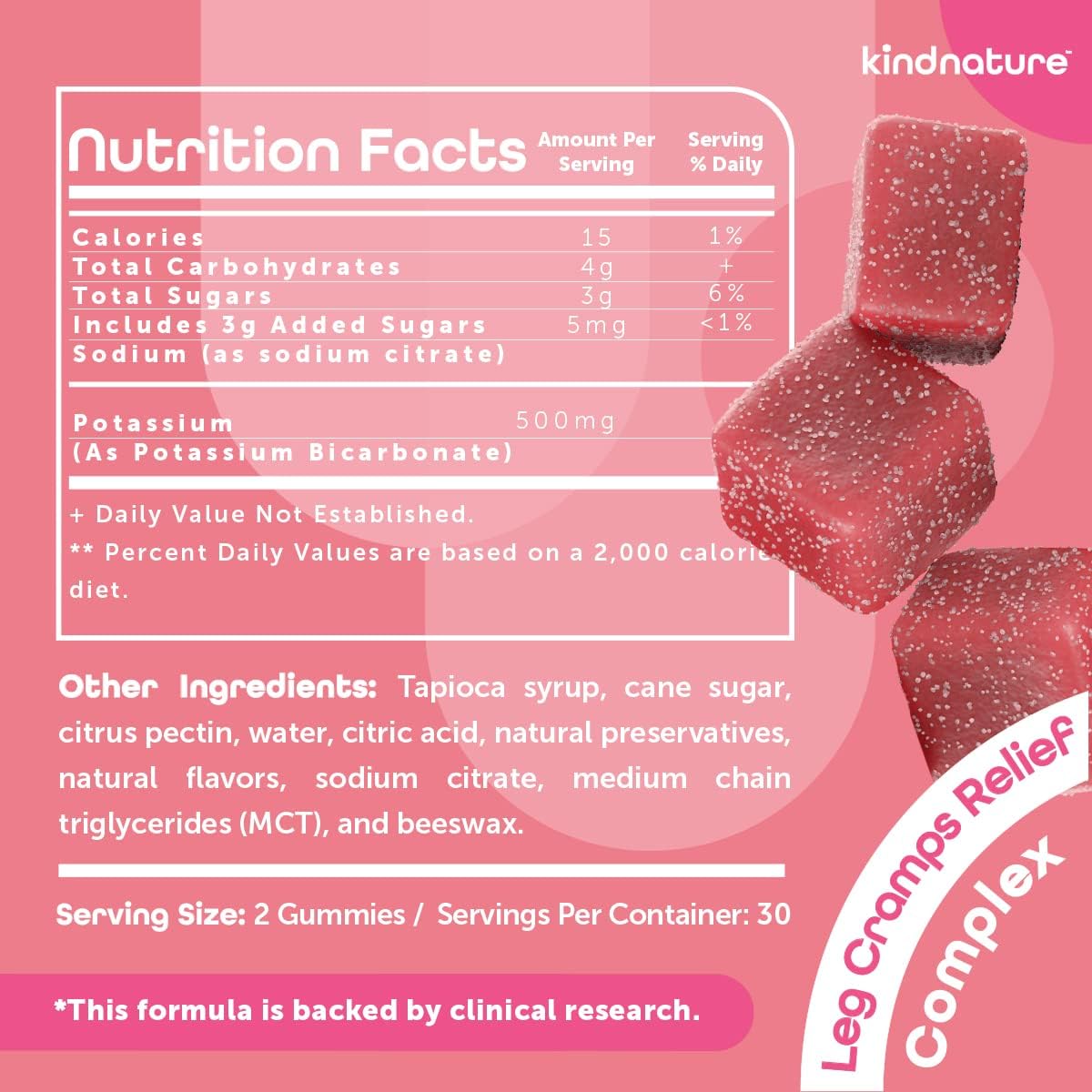 Potassium & Riboflavin Gummies for Adults & Kids - 500mg Potassium & 400mg Riboflavin Chewables by Kind Nature