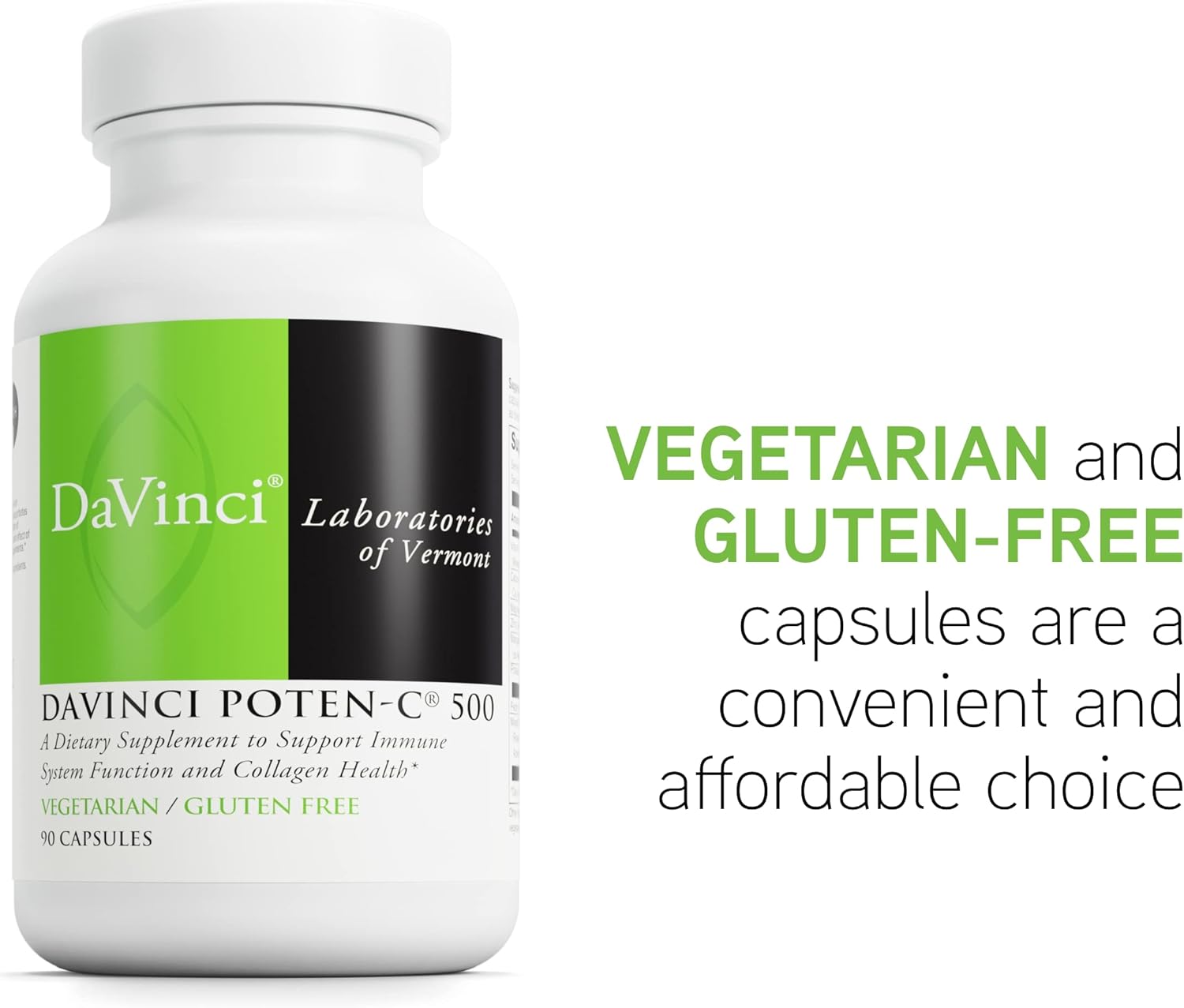 Poten-C 500 Dietary Supplement for Immune & Collagen Health - Vitamin C, Calcium, Magnesium, Potassium - Vegetarian, Gluten-Free - 90 Tablets