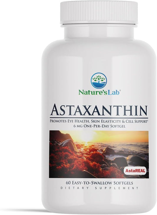 Potent Antioxidant Supplement: Nature's Lab AstaREAL Astaxanthin - 6mg - 60 Capsules, 2 Month Supply