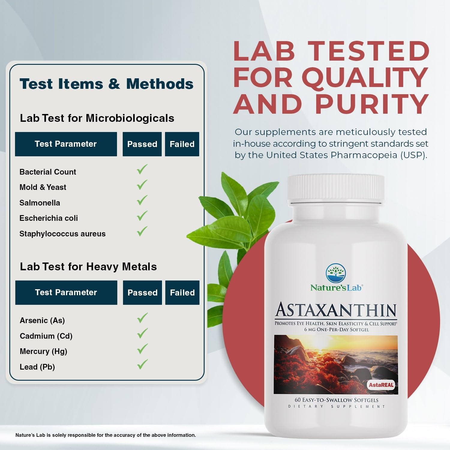 Potent Antioxidant Supplement: Nature's Lab AstaREAL Astaxanthin - 6mg - 60 Capsules, 2 Month Supply