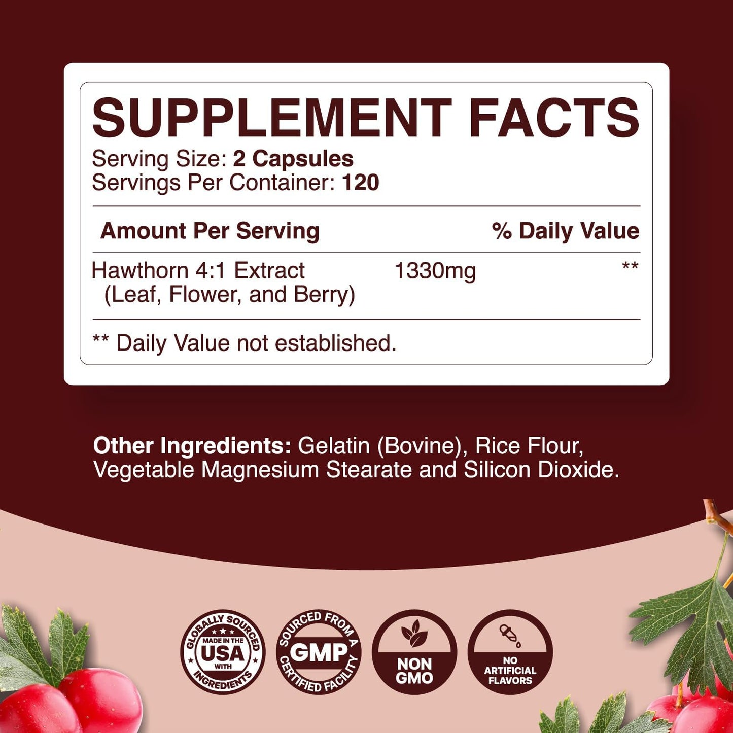 Potent Phytoral Hawthorn Berry Capsules for Heart Health - Extra Strength Supplement for Men and Women - 240 Non-GMO Herbal Capsules