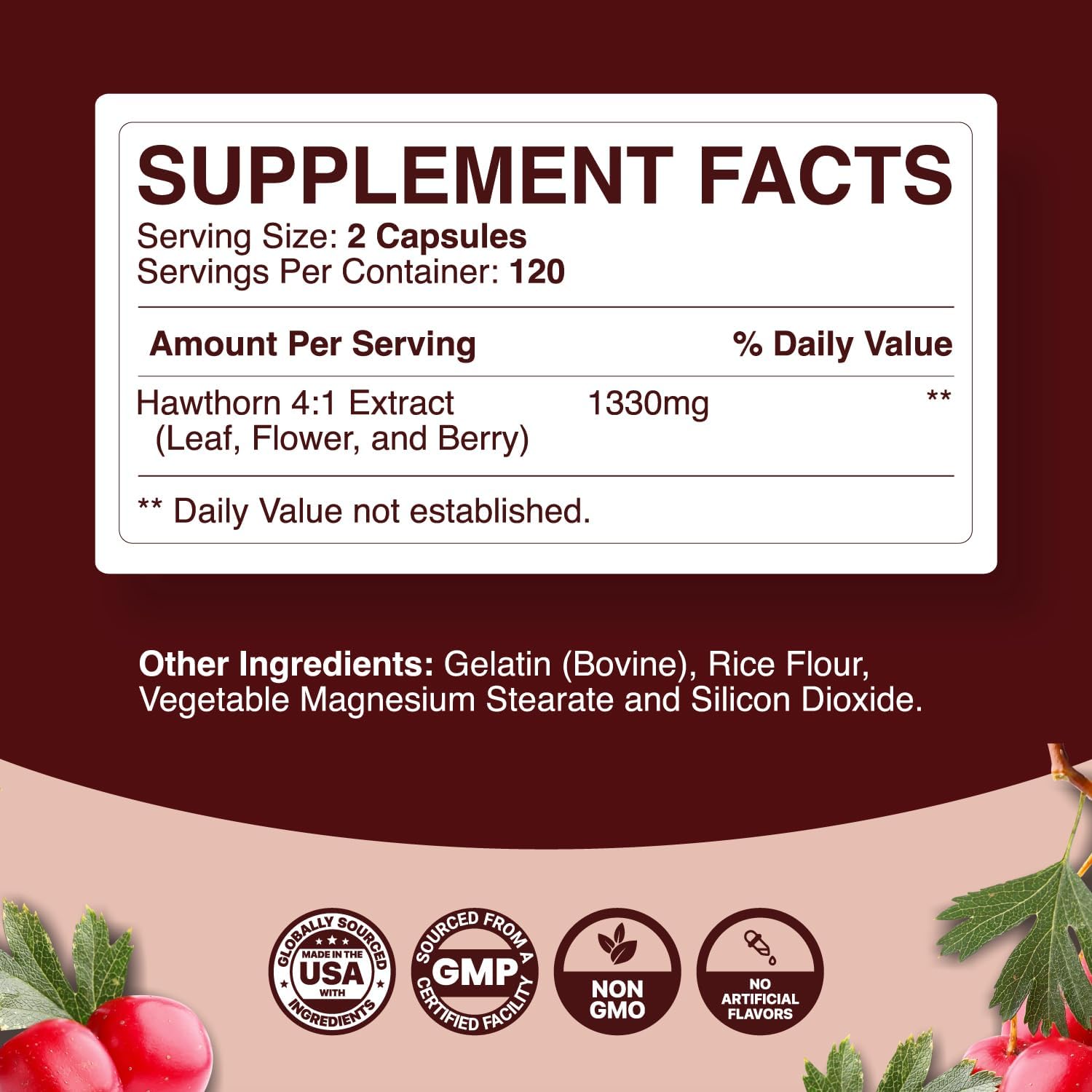 Potent Phytoral Hawthorn Berry Capsules for Heart Health - Extra Strength Supplement for Men and Women - 240 Non-GMO Herbal Capsules