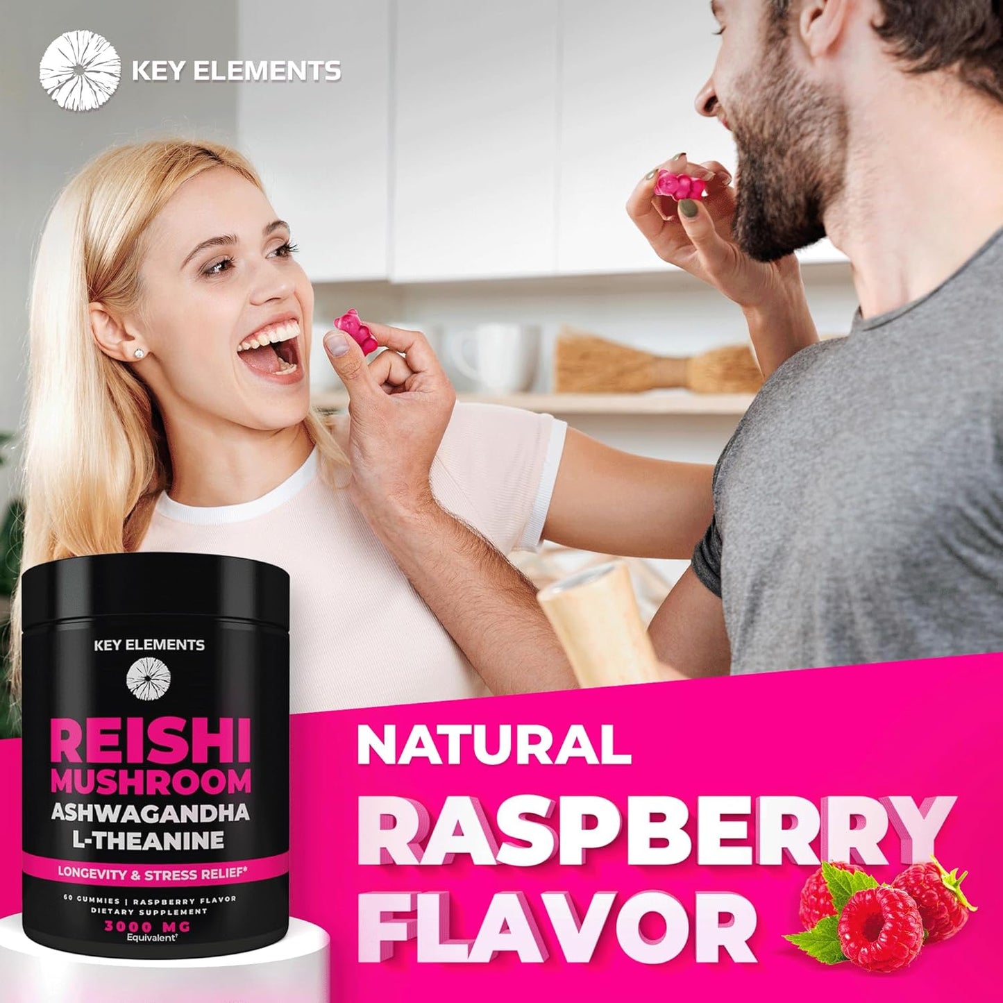 Potent Reishi Mushroom Gummies with L-Theanine and Ashwagandha for Immune Support, Stress Relief, and Improved Sleep - Natural Mushroom Supplements for Men and Women