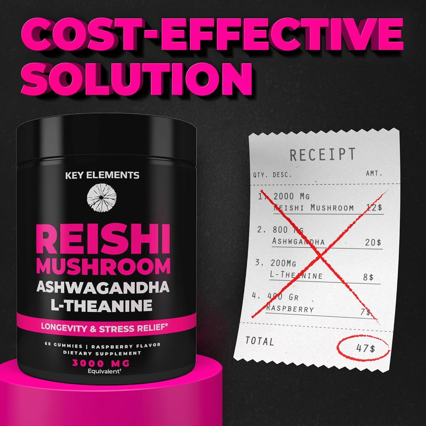 Potent Reishi Mushroom Gummies with L-Theanine and Ashwagandha for Immune Support, Stress Relief, and Improved Sleep - Natural Mushroom Supplements for Men and Women