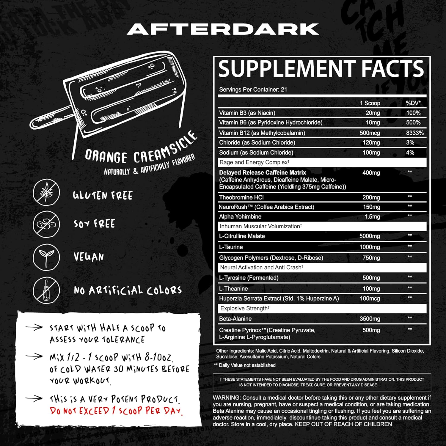 Potent Vegan Pre-Workout Powder with Enhanced Mind-Muscle Connection, Sustained Energy, and Nootropic Blend - Orange Creamsicle Flavor