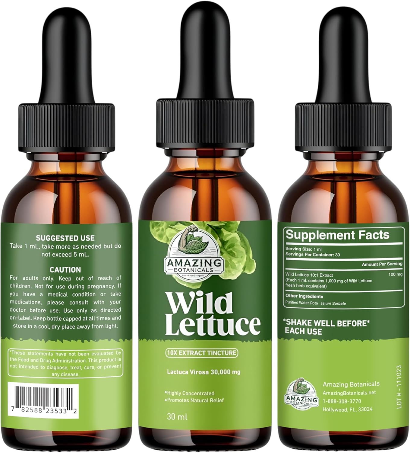 Potent Wild Lettuce 10X Extract Tincture - 30,000 mg - 1 Fl Oz - Natural Botanicals
