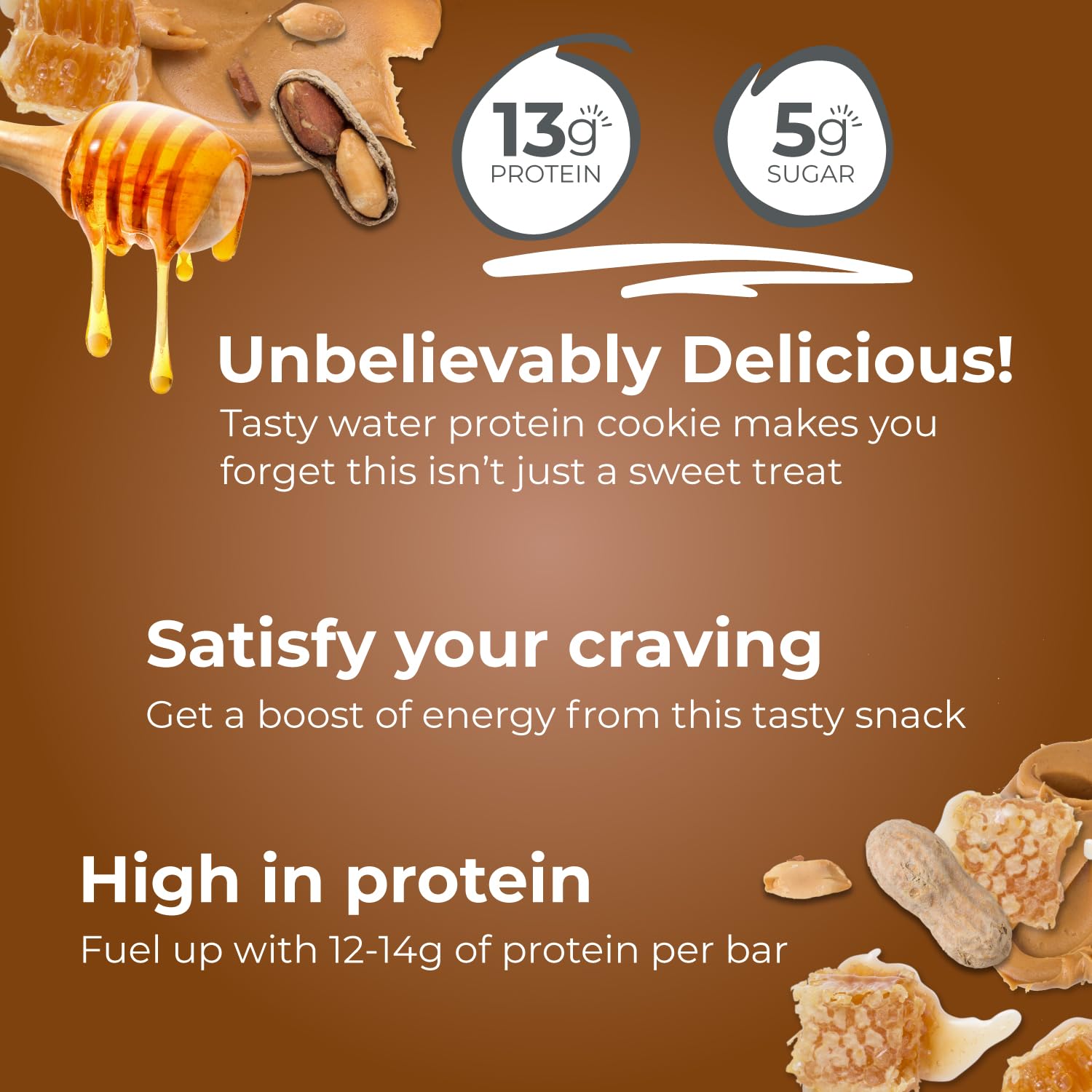 Power Crunch Protein Wafer Bars - Peanut Butter Honey Flavor, 12 Pack of 1.4oz High Protein Snacks