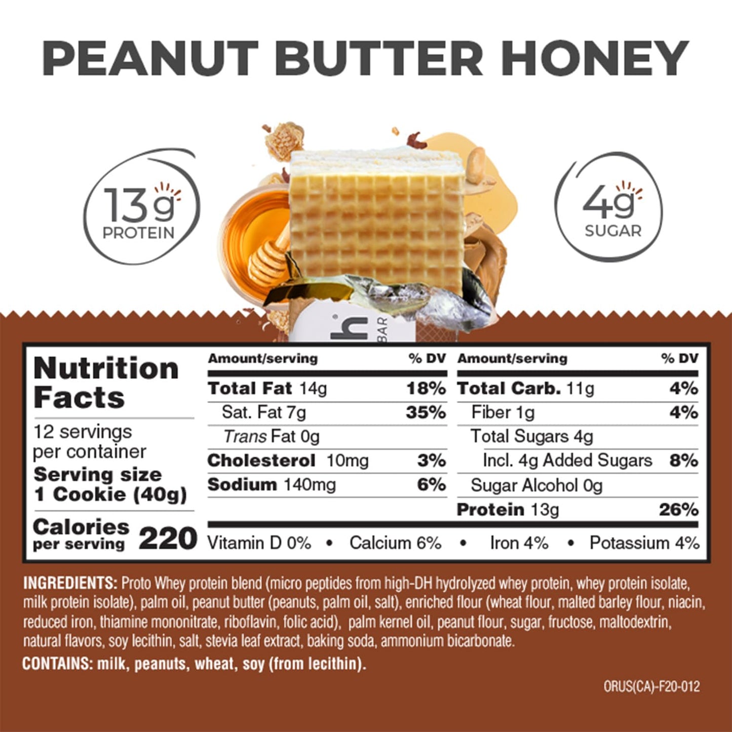 Power Crunch Protein Wafer Bars - Peanut Butter Honey Flavor, 12 Pack of 1.4oz High Protein Snacks