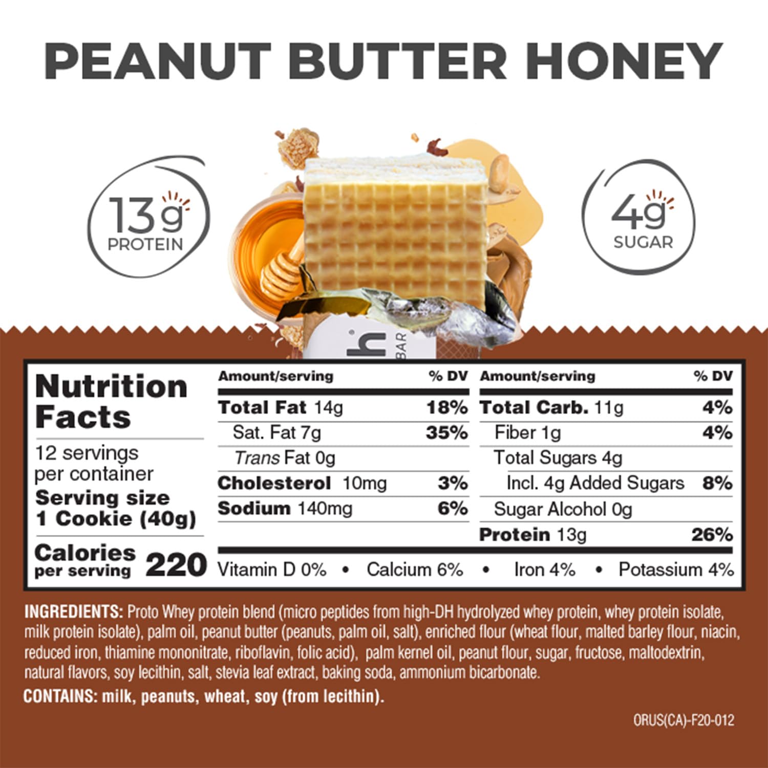 Power Crunch Protein Wafer Bars - Peanut Butter Honey Flavor, 12 Pack of 1.4oz High Protein Snacks