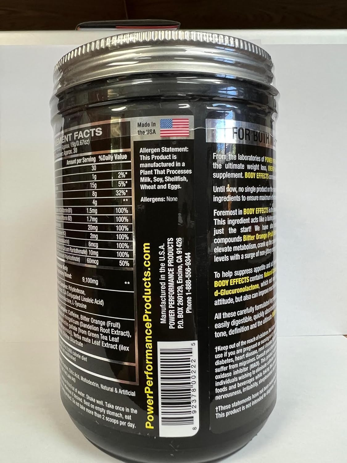 Power Performance Products Body Effects Watermelon Pre Workout Supplement - 570g (1.4lbs)