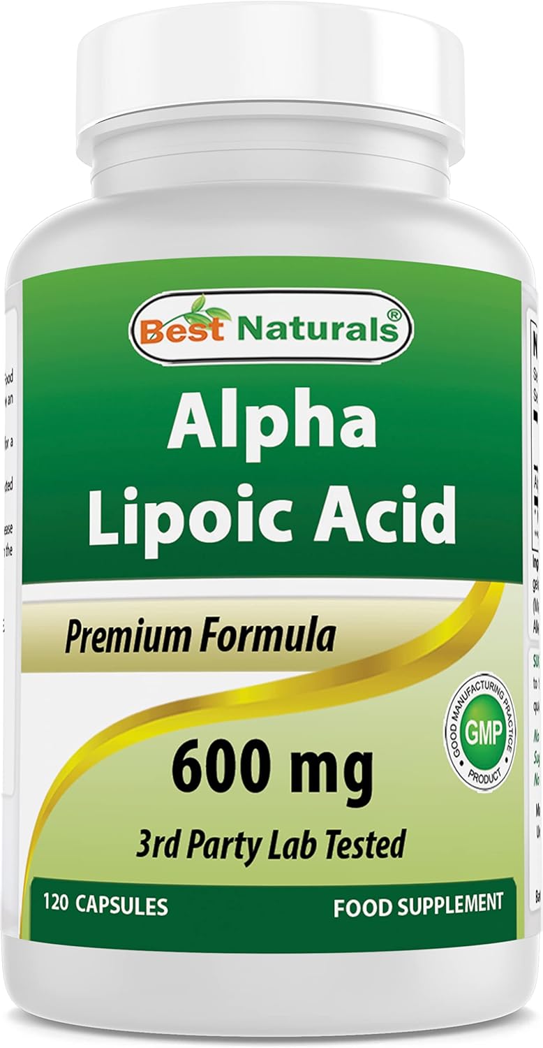 Powerful Antioxidant Best Naturals Alpha Lipoic Acid 600 mg - 120 Count ALA Supplement