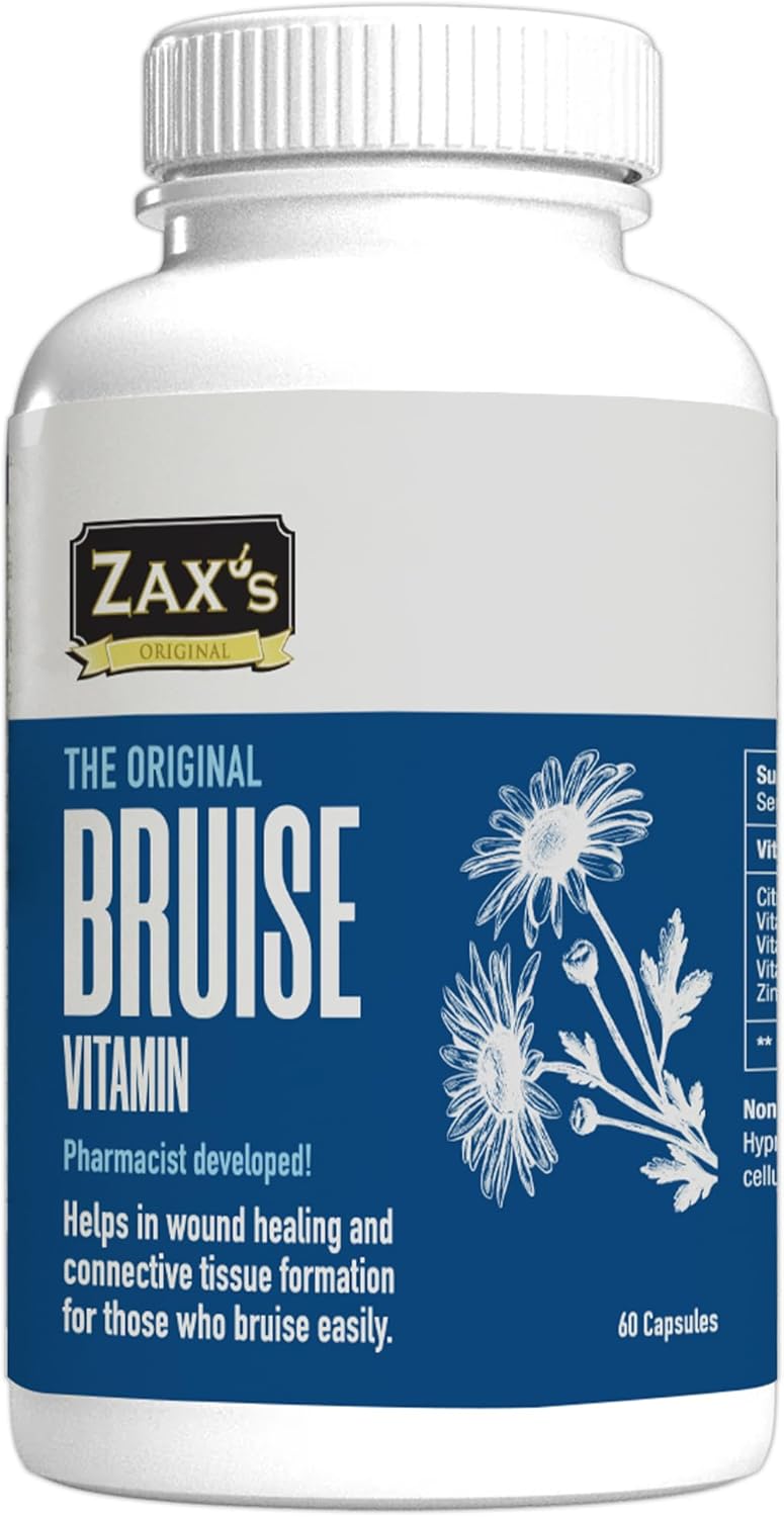 Powerful Bruise Relief Supplement with Zinc, Vitamin K, D3, Ascorbic Acid, and Bioflavonoids - 60 Capsules, Pharmacist Formulated