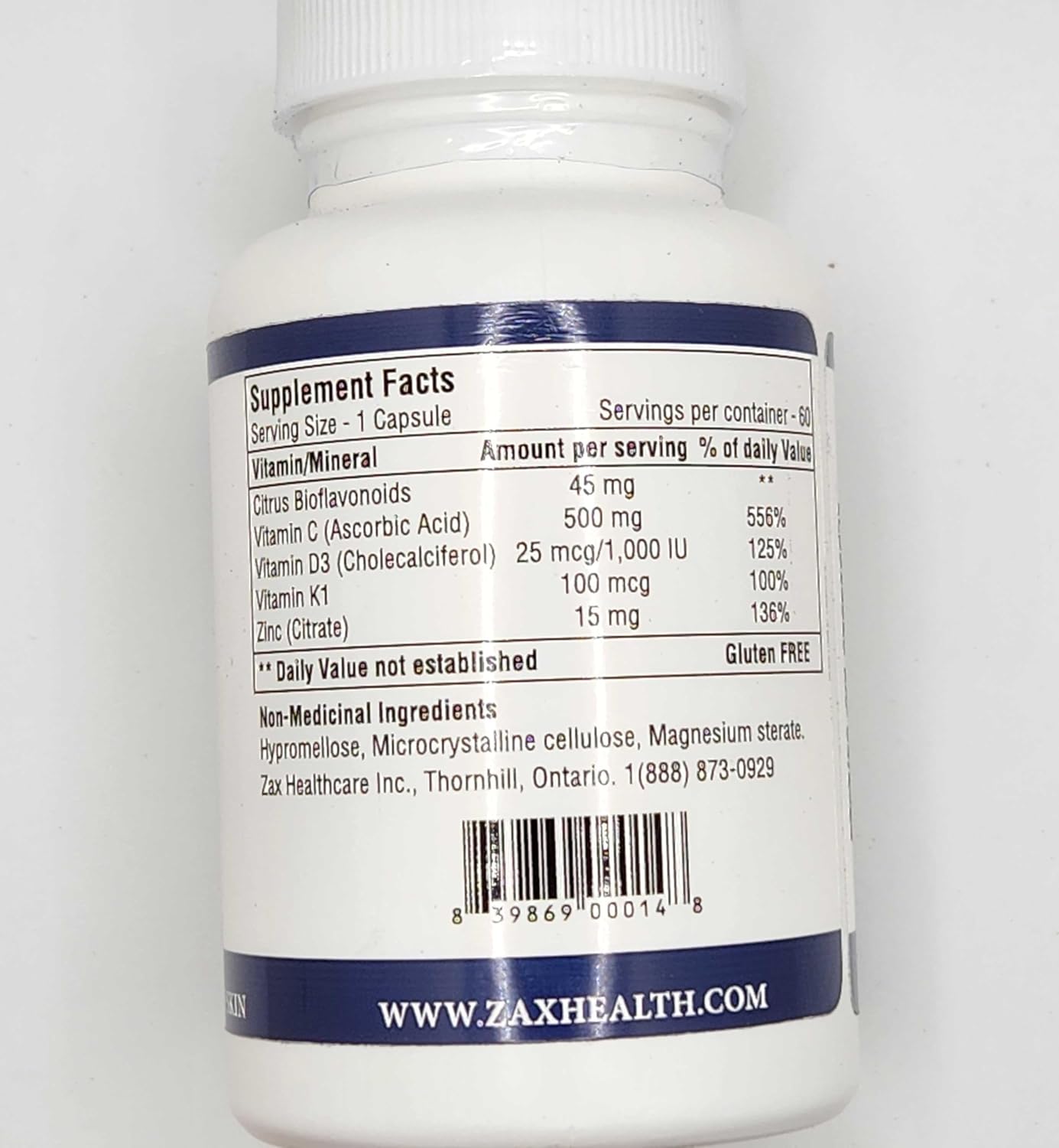 Powerful Bruise Relief Supplement with Zinc, Vitamin K, D3, Ascorbic Acid, and Bioflavonoids - 60 Capsules, Pharmacist Formulated