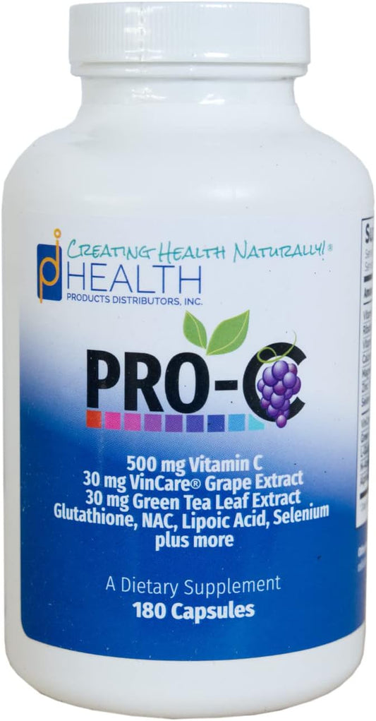 Powerful Nrf2 Activator Vitamin C Antioxidant Supplement - PDI Pro-C (180 caps) for Superior Free-Radical Protection